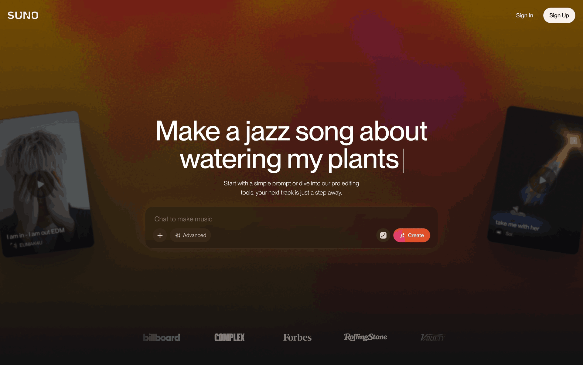 Suno Web AI interface screenshot 1