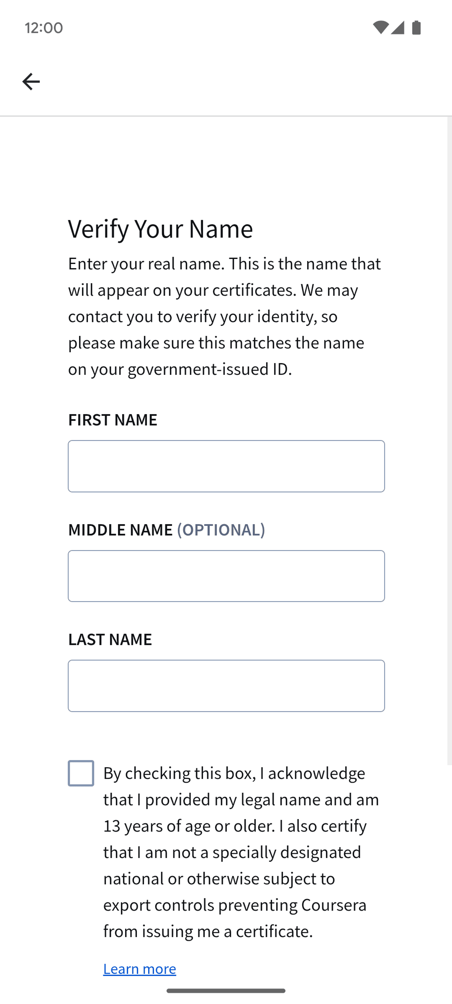 Coursera Android Education interface screenshot 7