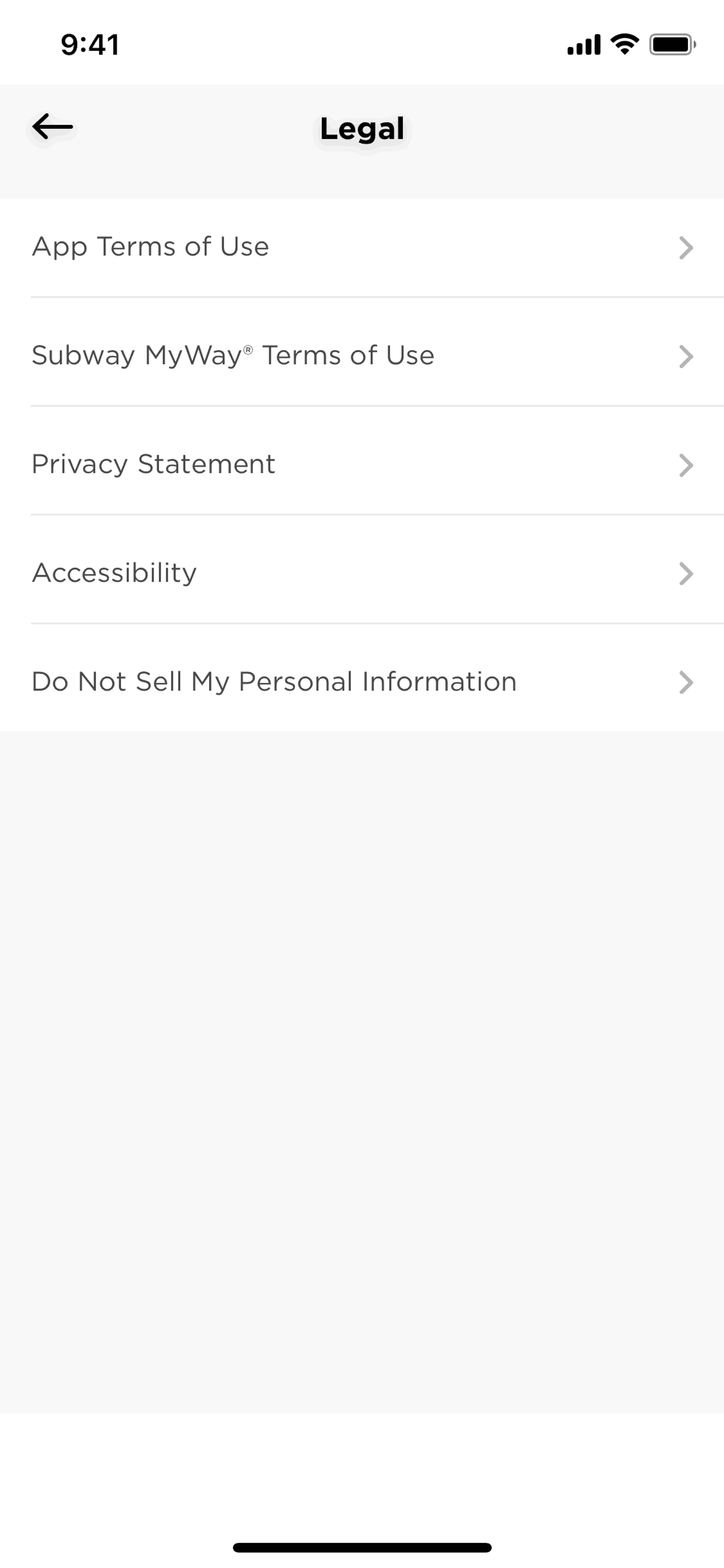 Subway iOS Food & Drink interface screenshot 21
