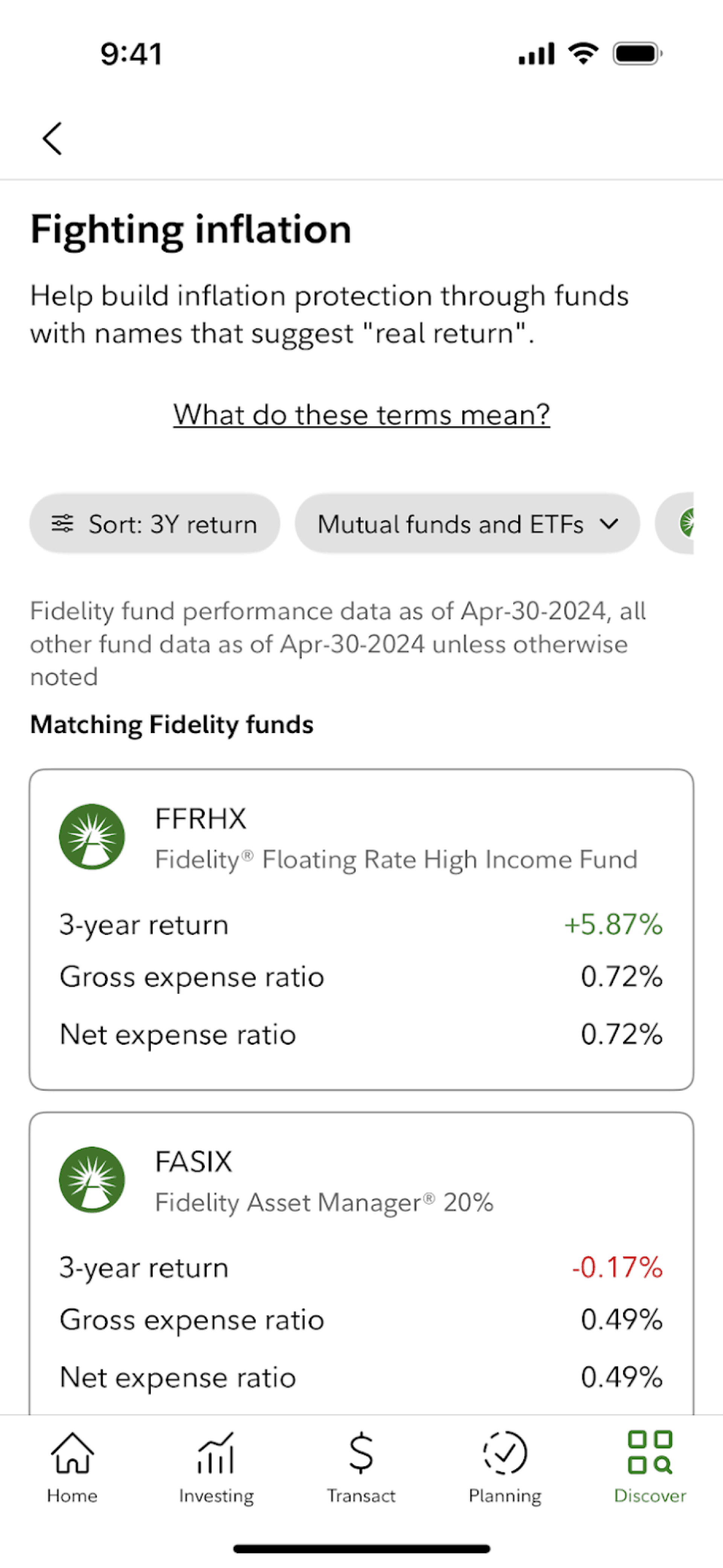 Fidelity iOS Finance interface screenshot 14