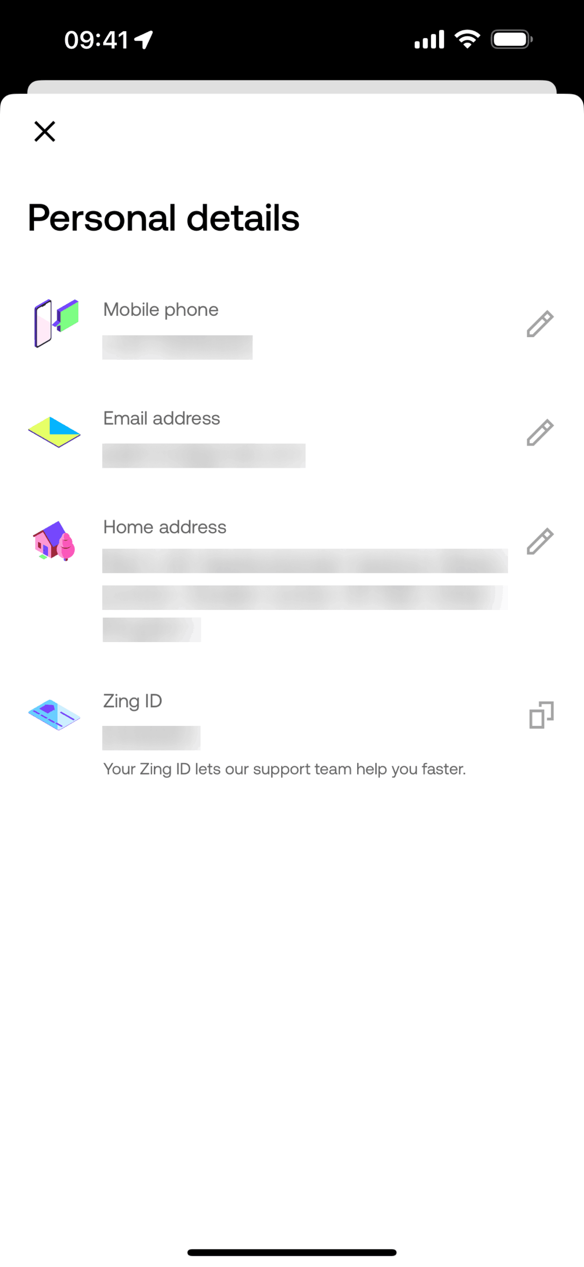 Zing iOS Finance interface screenshot 18