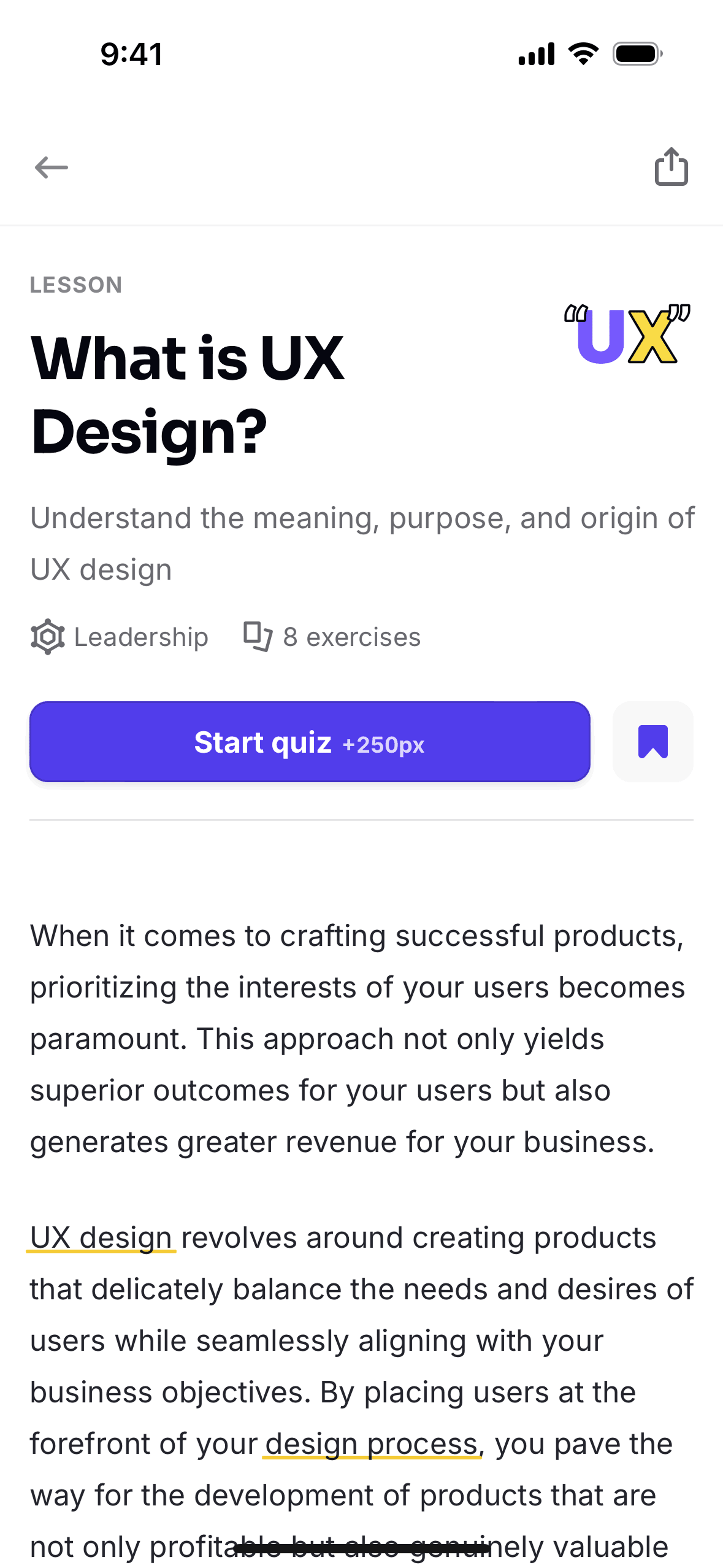 Uxcel Go iOS Education interface screenshot 18