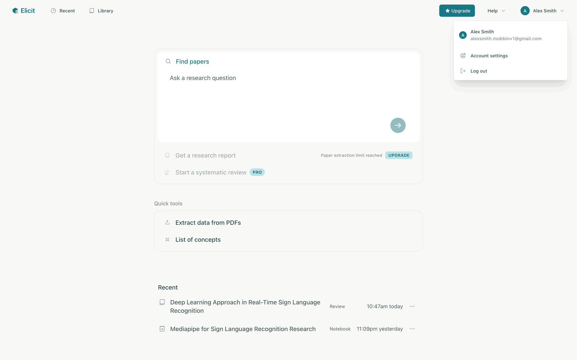 Elicit Web AI interface screenshot 16