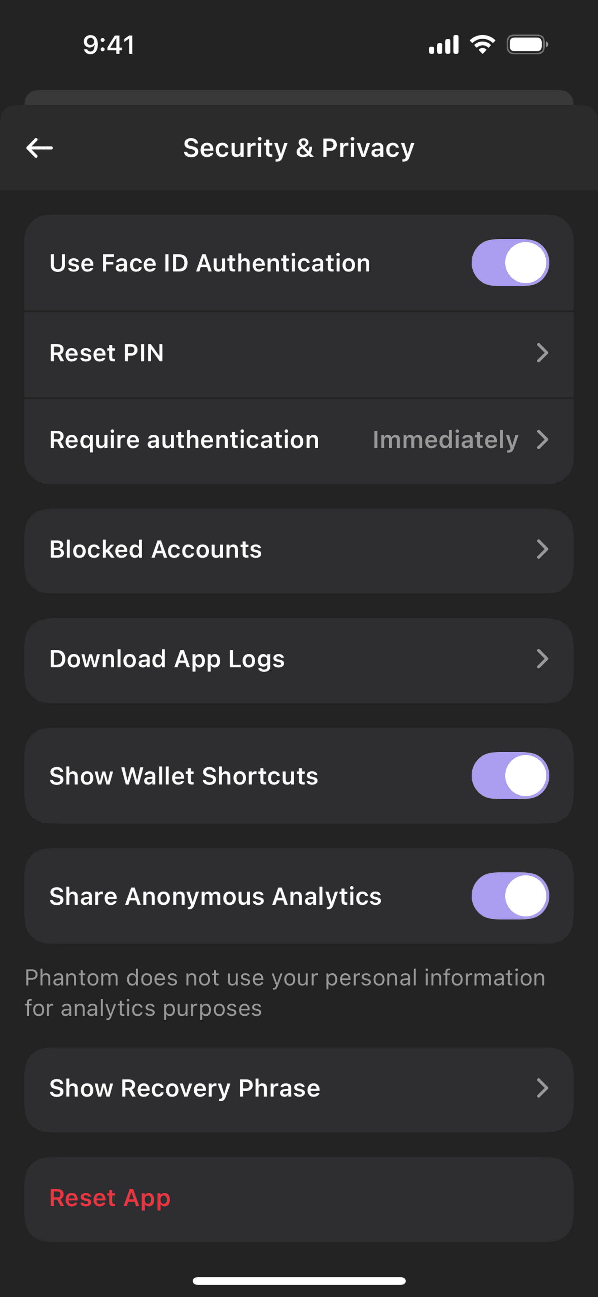 Phantom iOS Crypto & Web3 interface screenshot 8