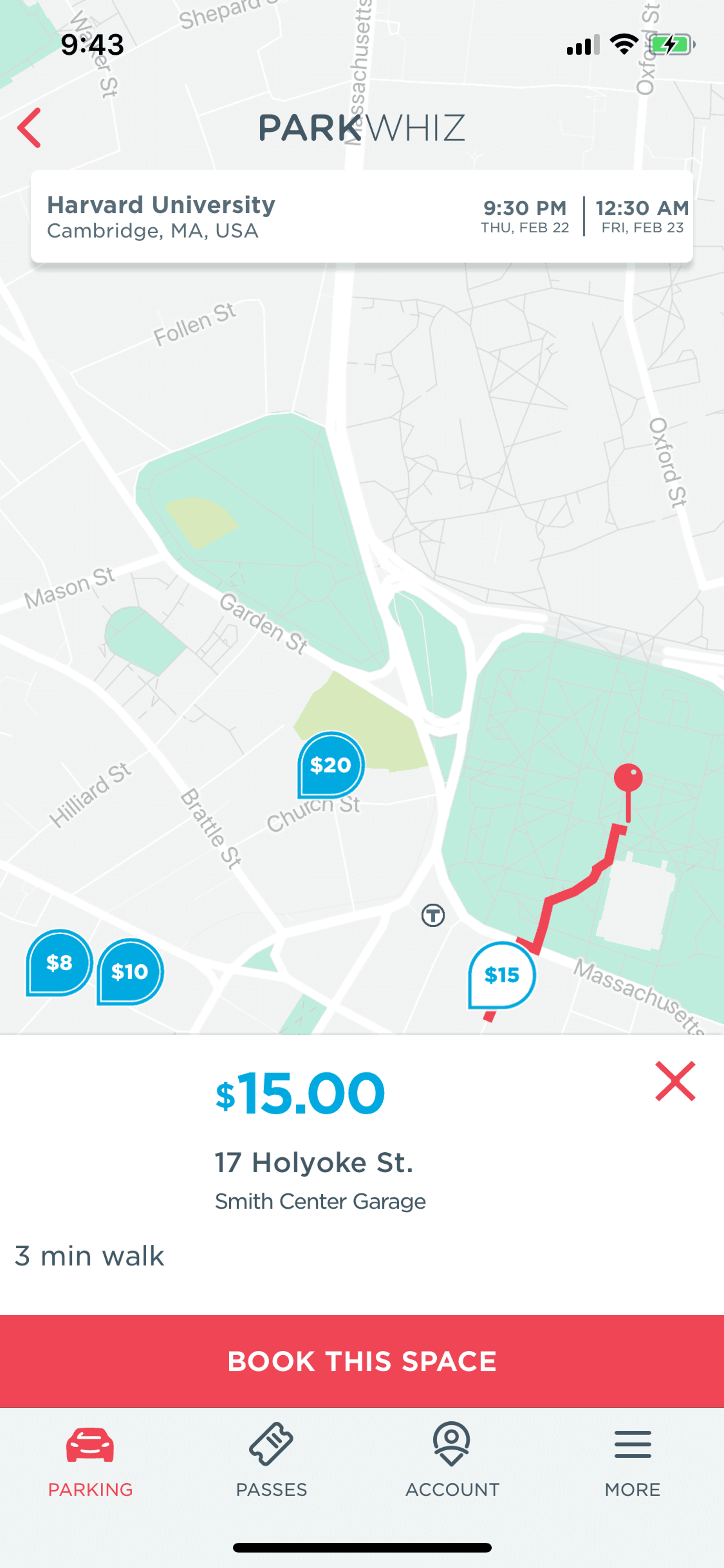 ParkWhiz iOS Maps & Navigation interface screenshot 16