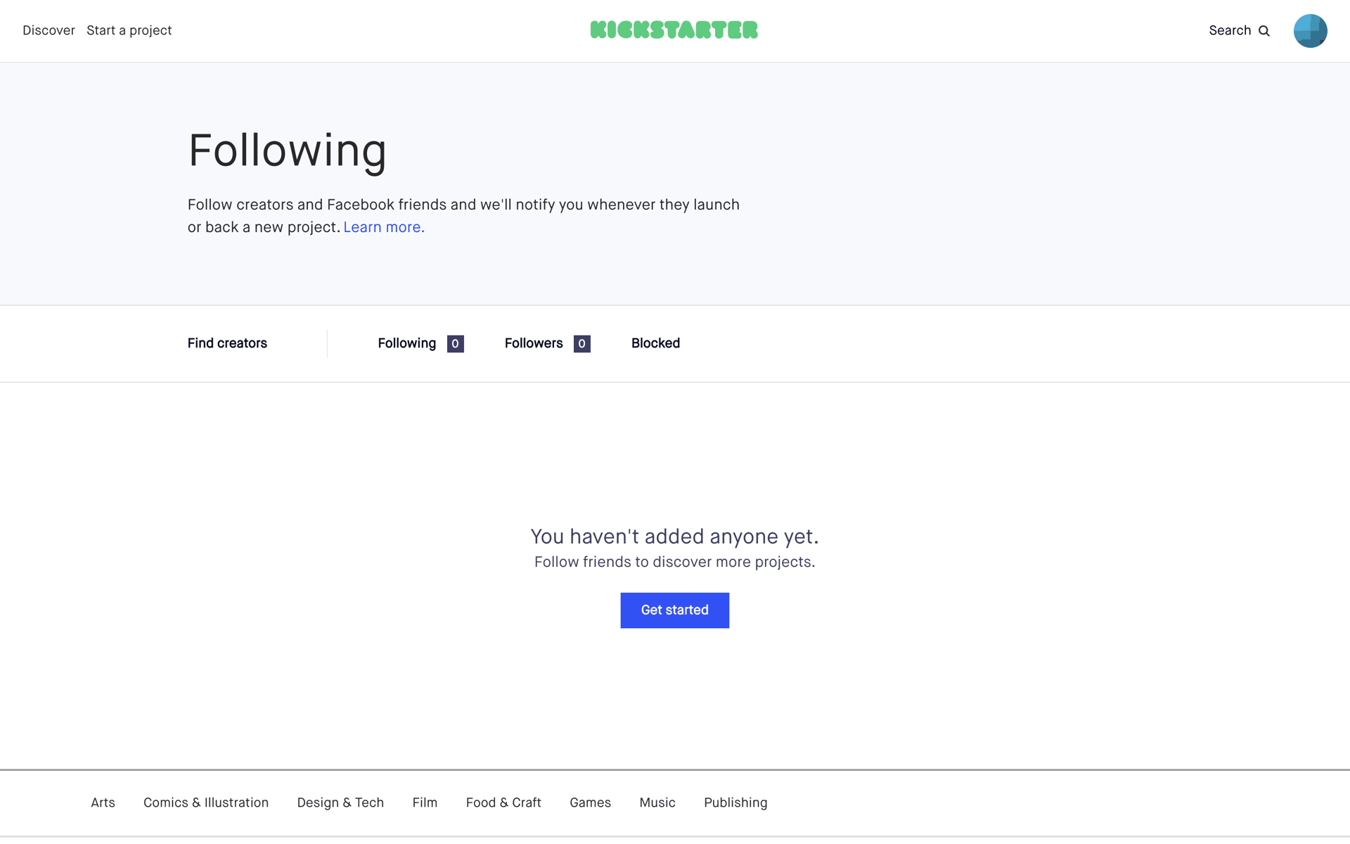 Kickstarter Web Social Networking interface screenshot 22