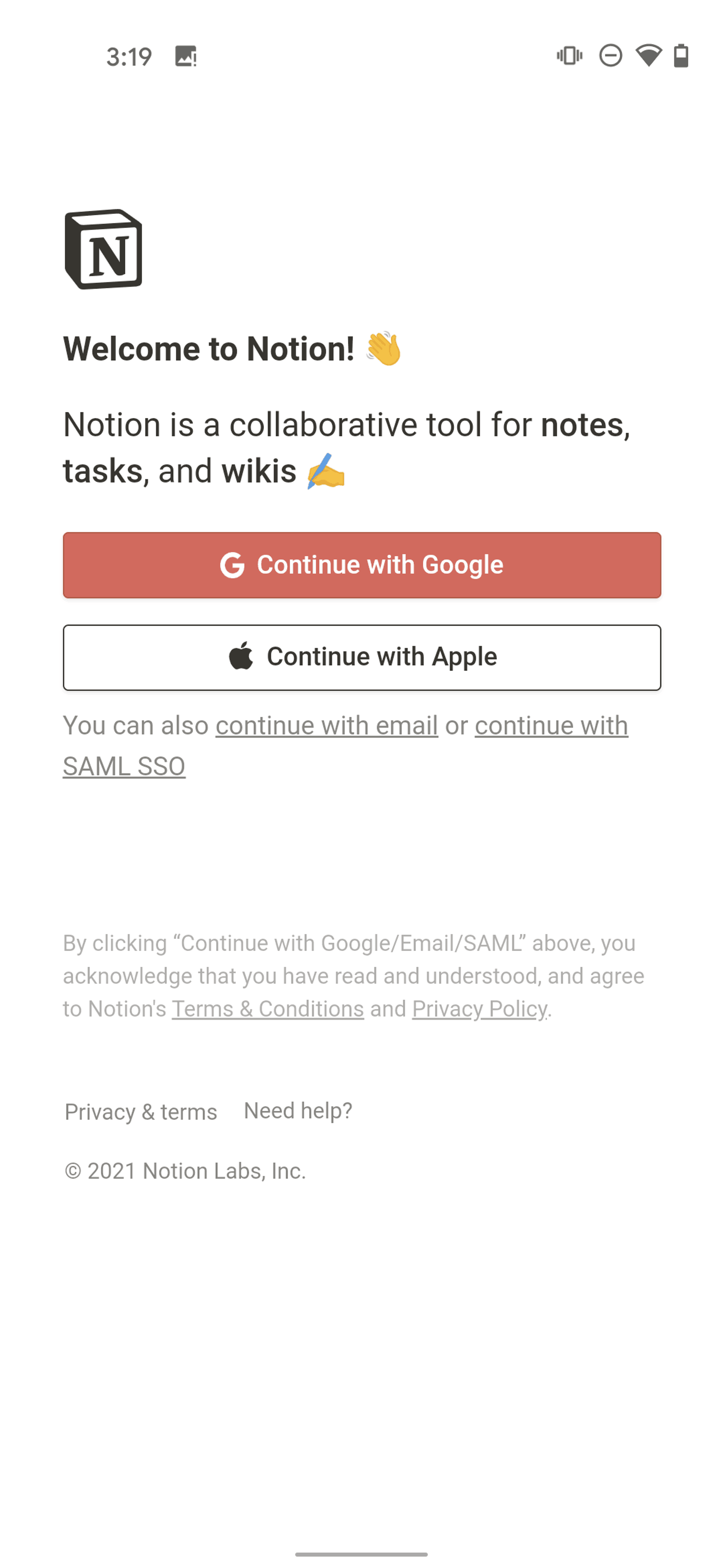 Notion Android Collaboration interface screenshot 2