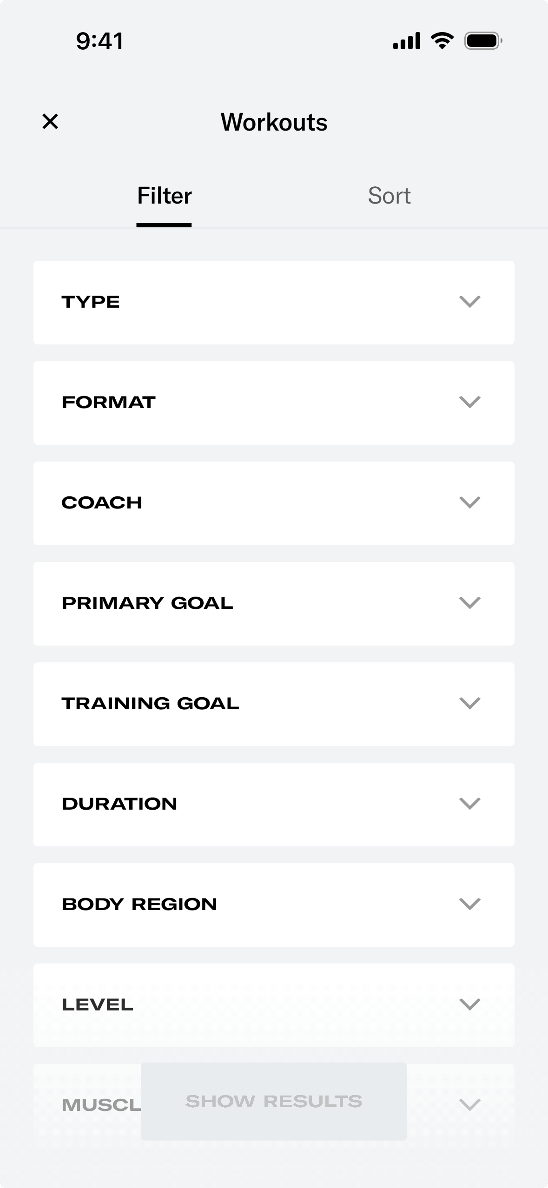 Tonal iOS strength training interface screenshot 24