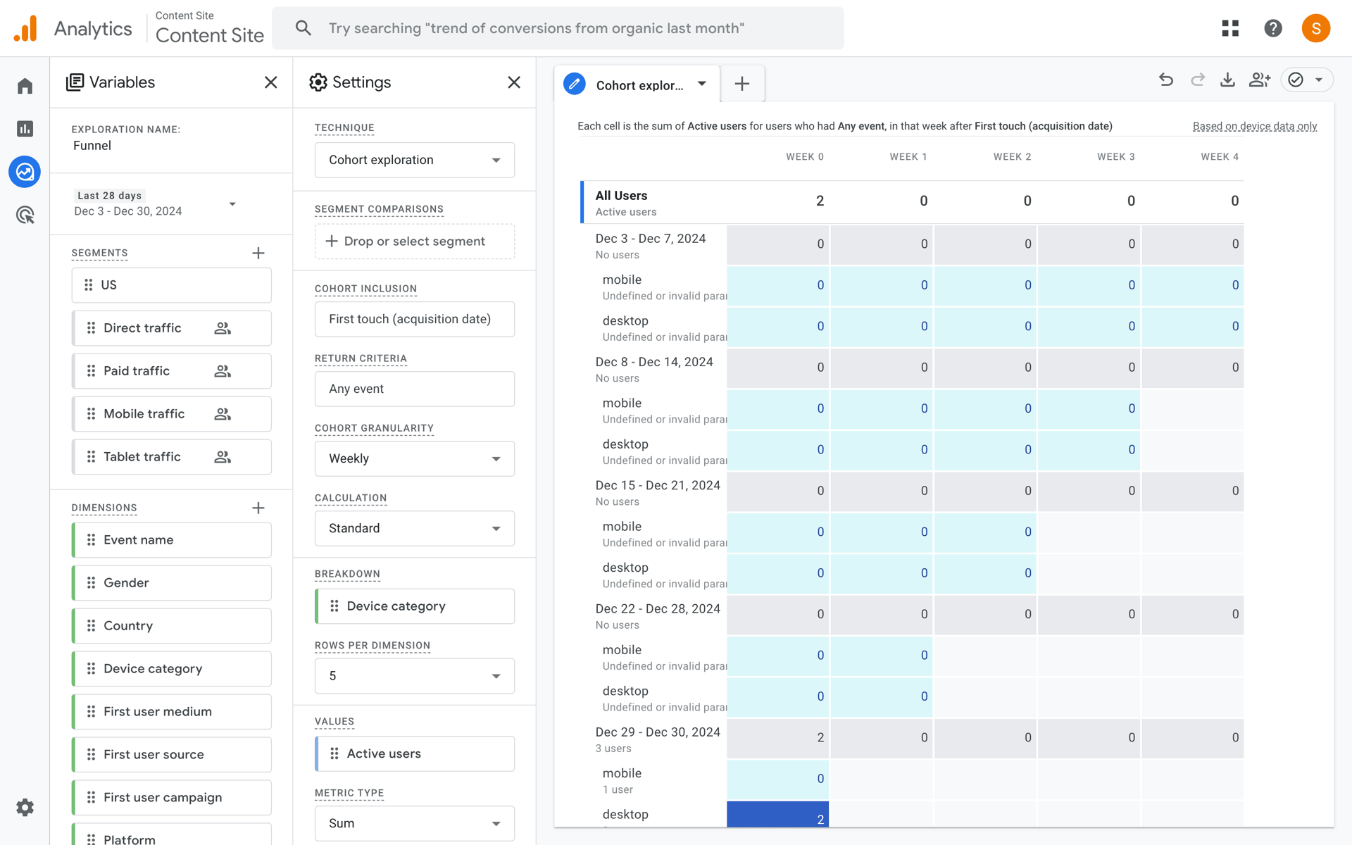 Google Analytics Web Business interface screenshot 14