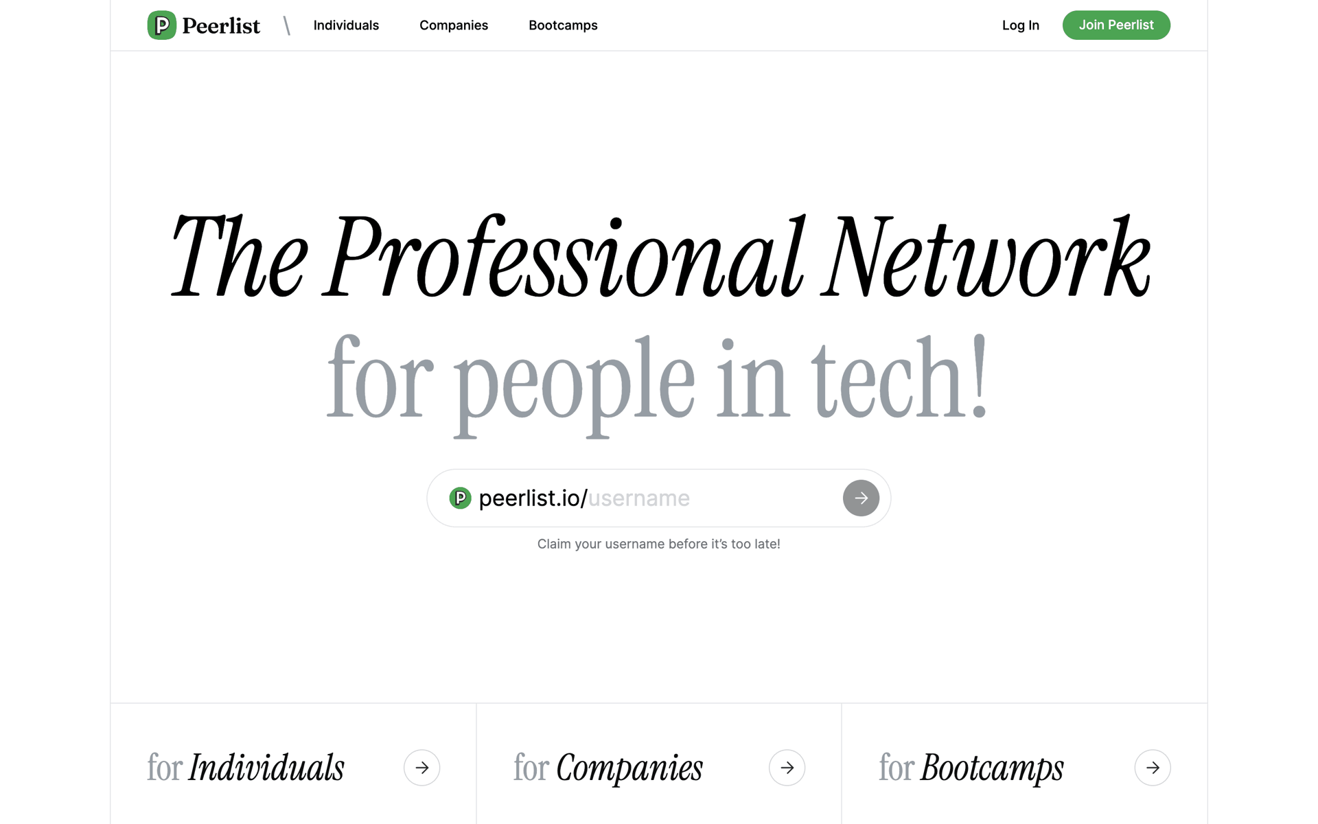 Peerlist Web Social Networking interface screenshot 1