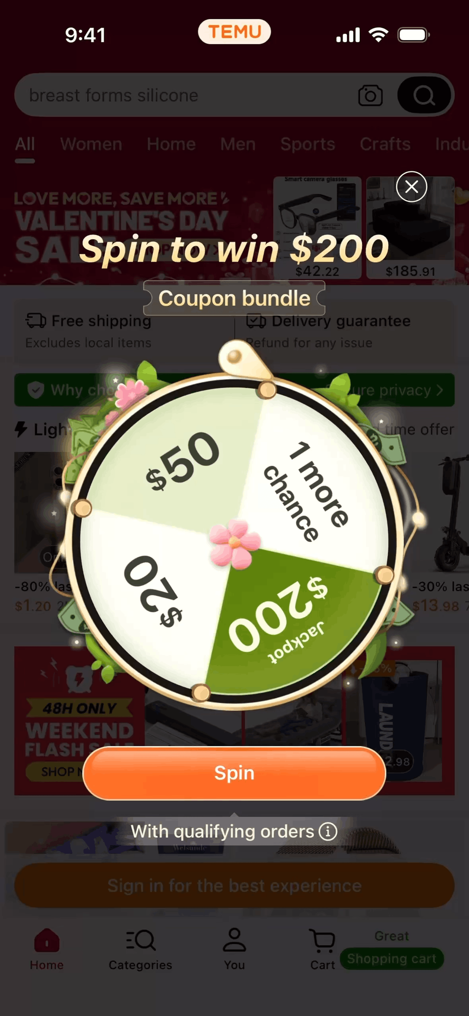Temu iOS Shopping interface screenshot 1