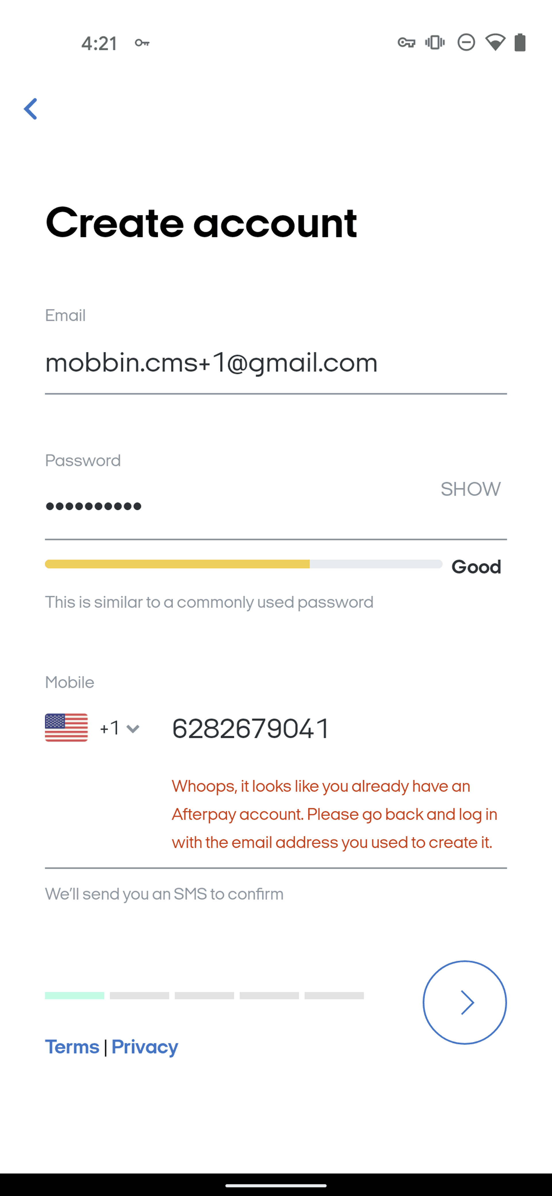 Afterpay Android Shopping interface screenshot 8