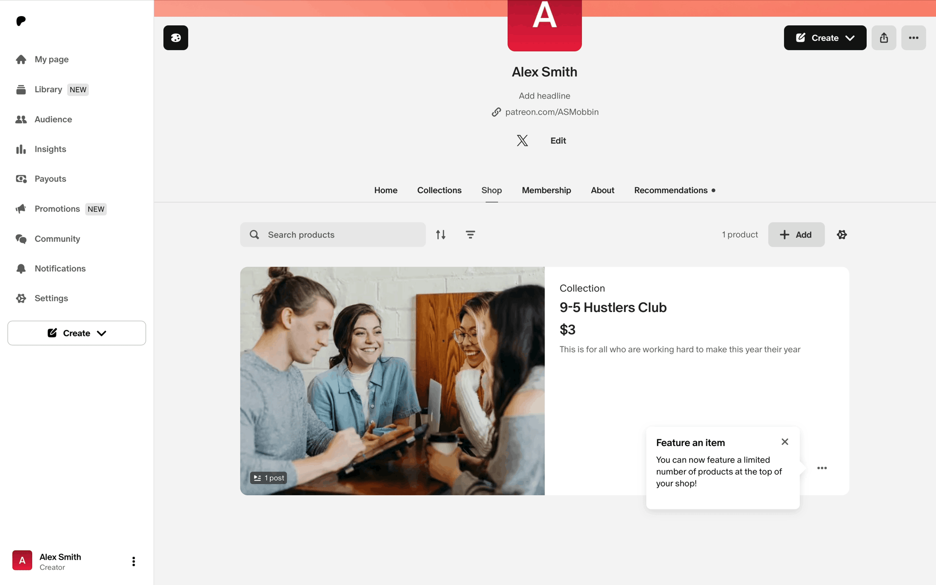 Patreon Web Social Networking interface screenshot 2