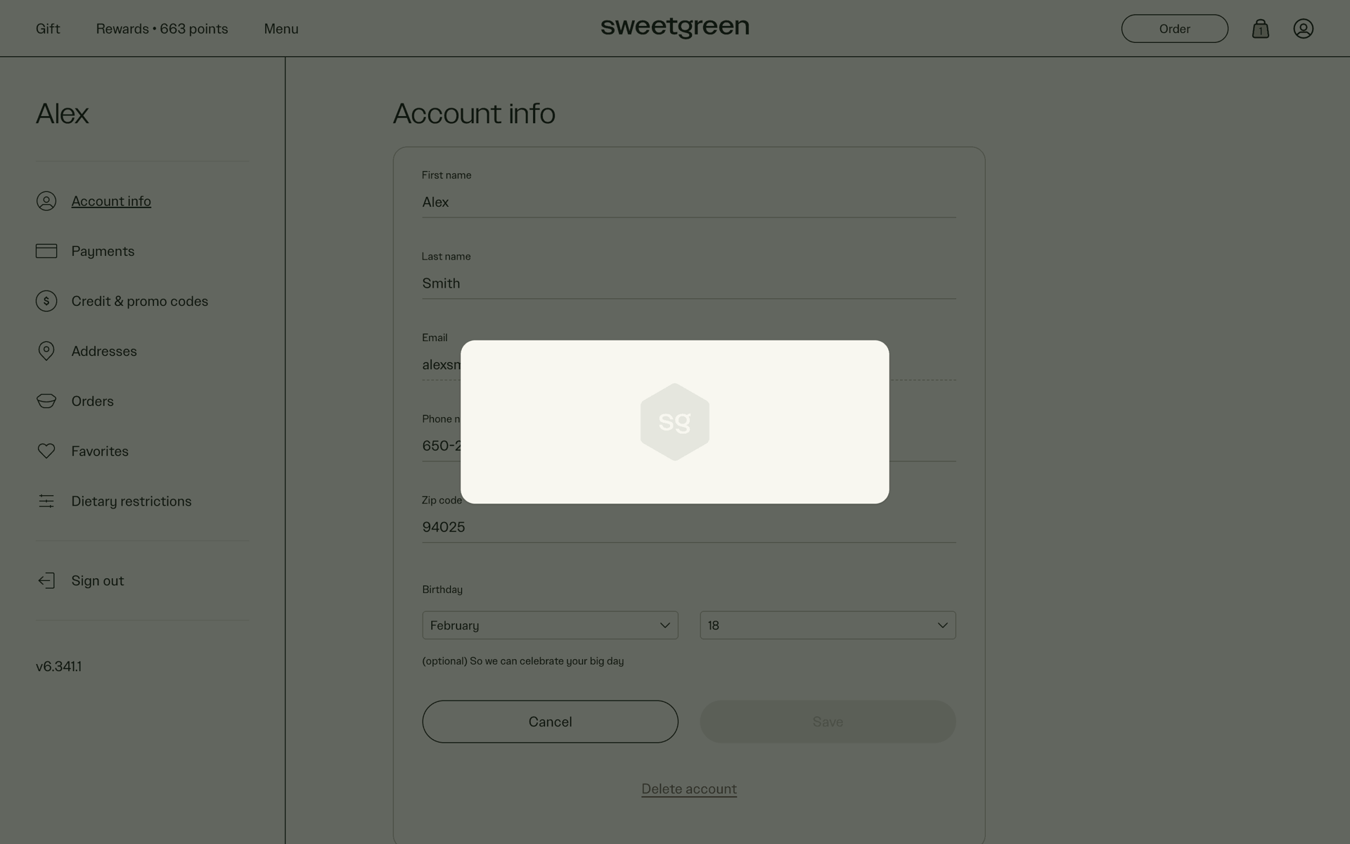 sweetgreen Web Food & Drink interface screenshot 18