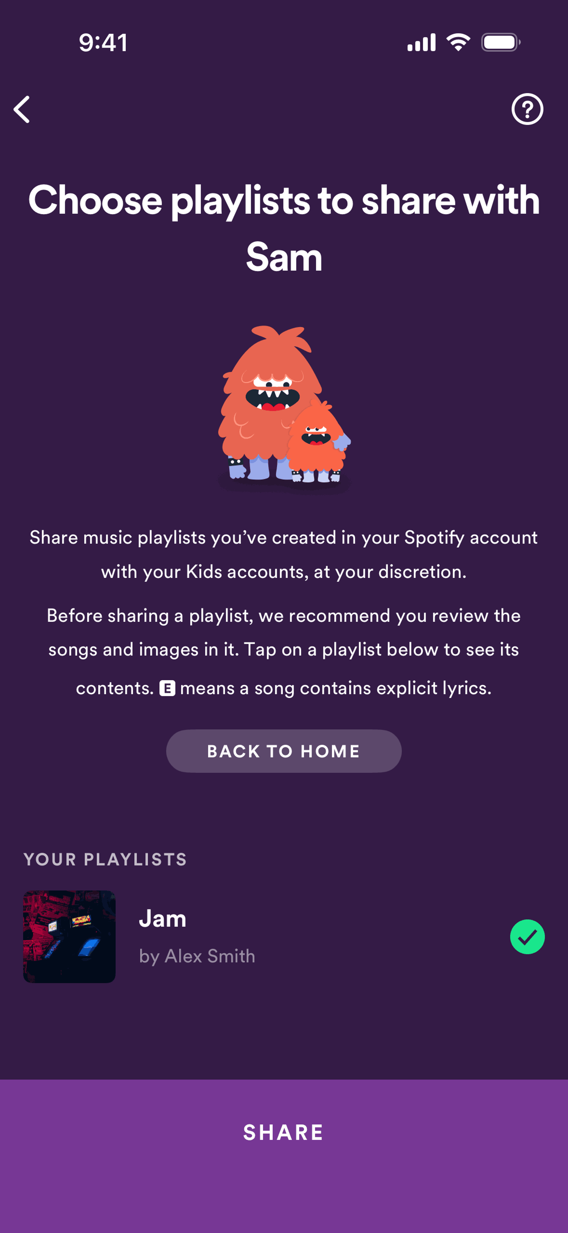 Spotify Kids iOS Music & Audio interface screenshot 14