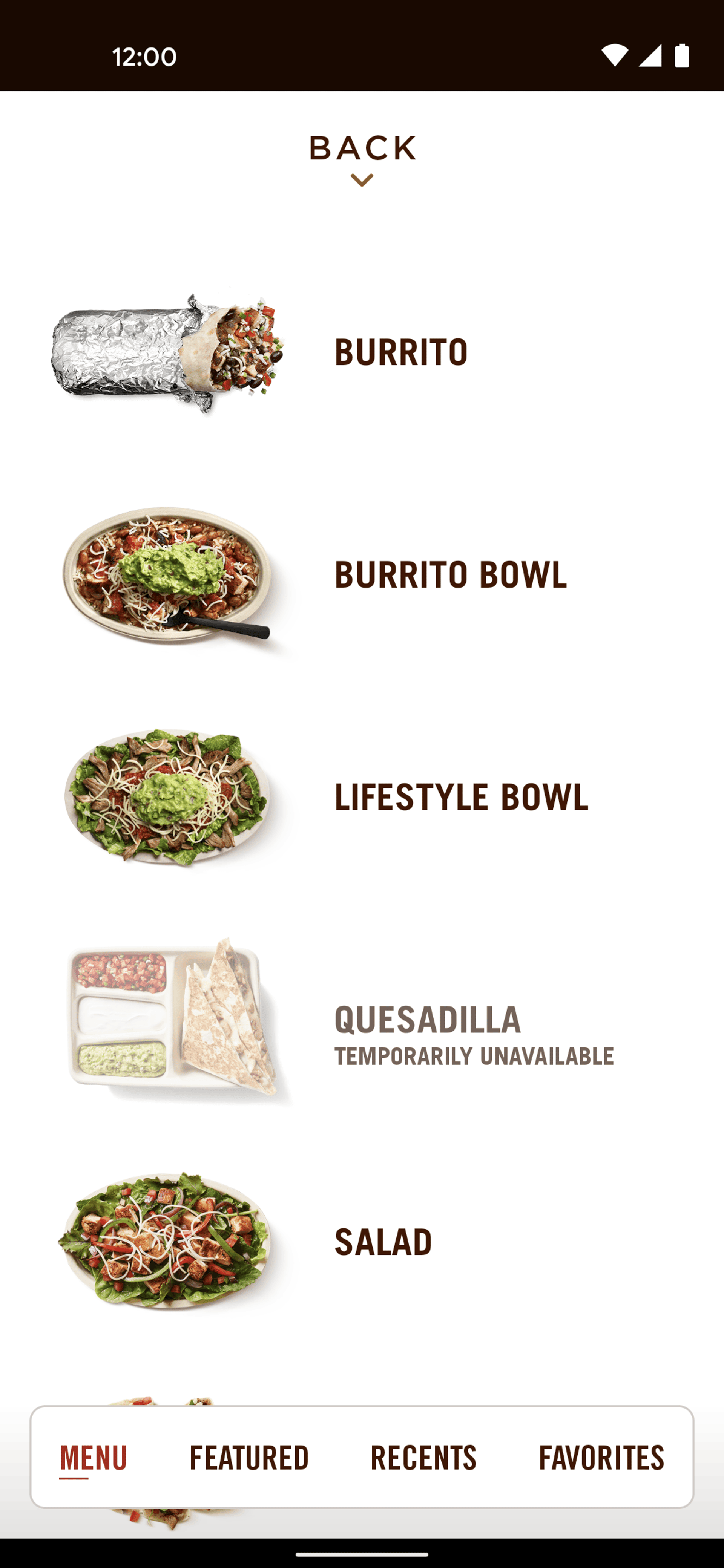 Chipotle Android Food & Drink interface screenshot 4