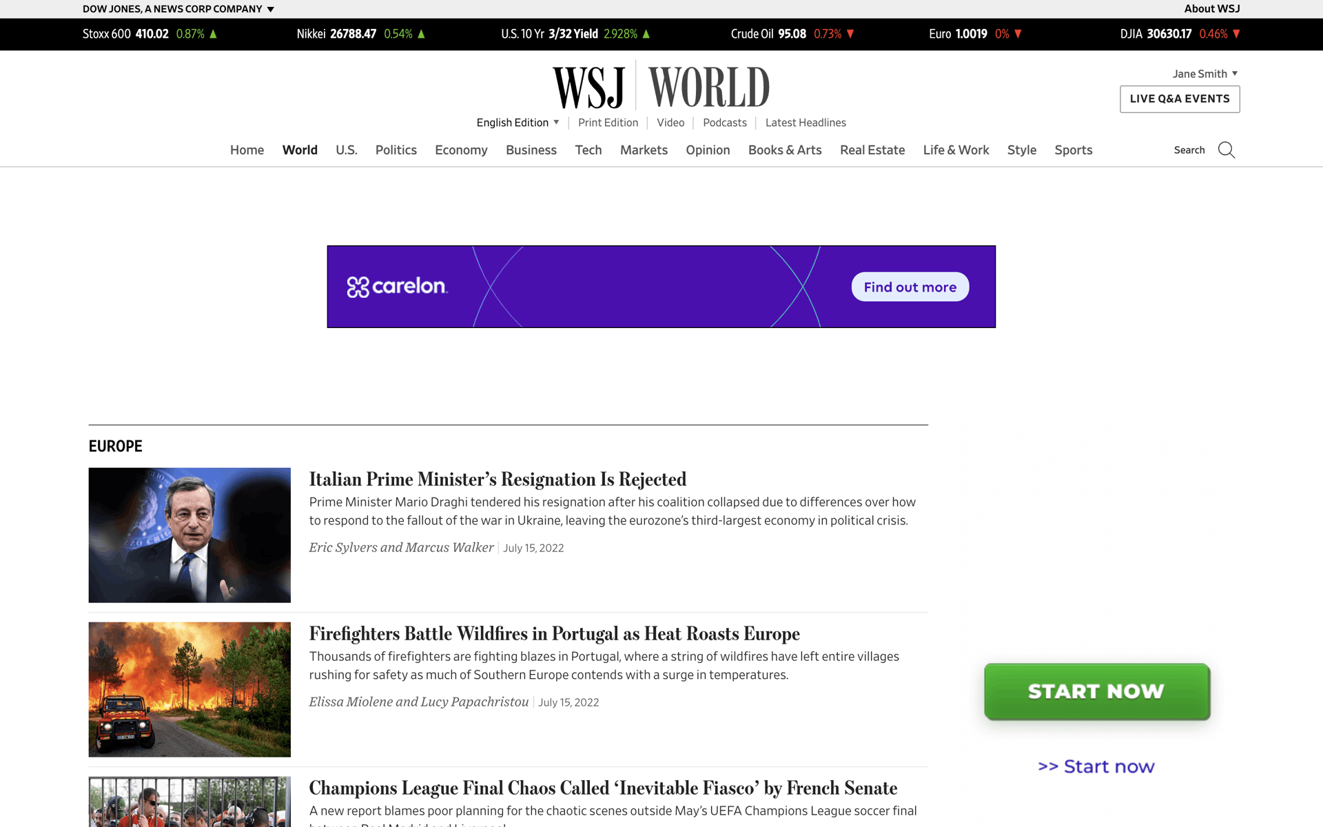 WSJ Web News interface screenshot 21
