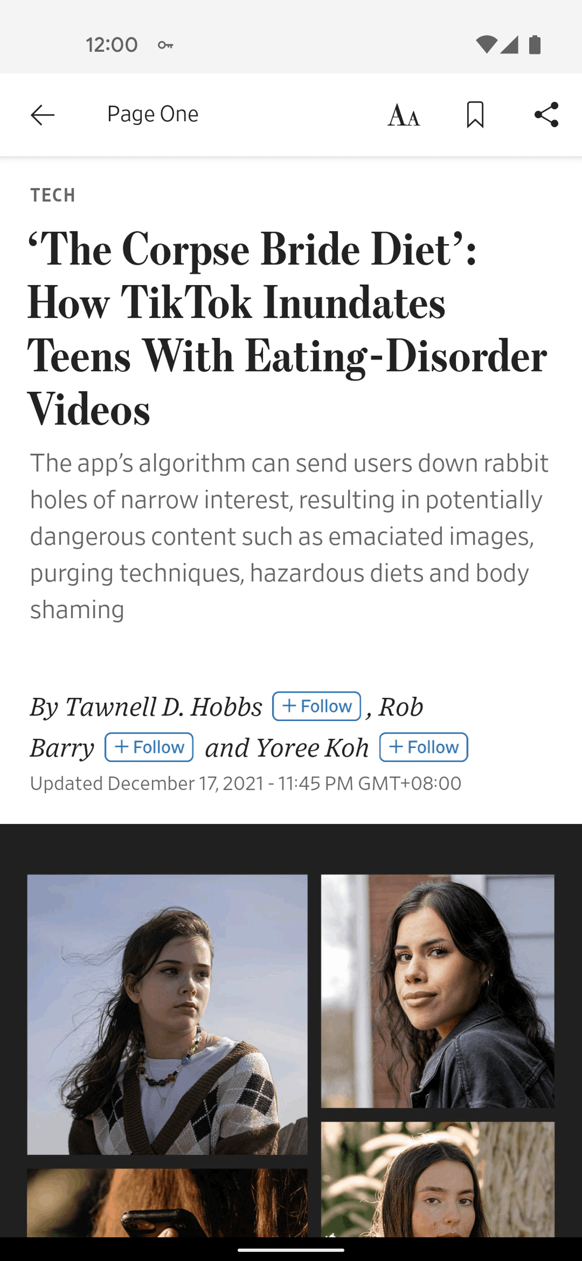 The Wall Street Journal Android News interface screenshot 3