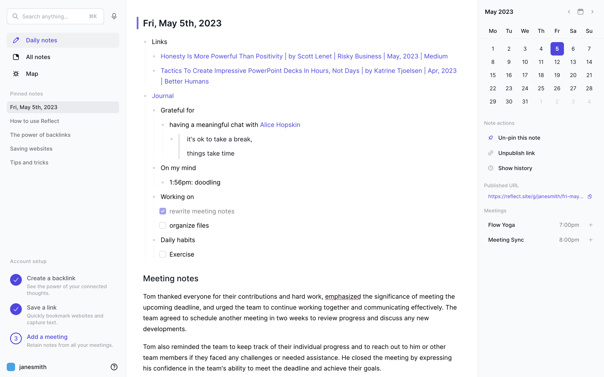 Reflect Web AI interface screenshot 5