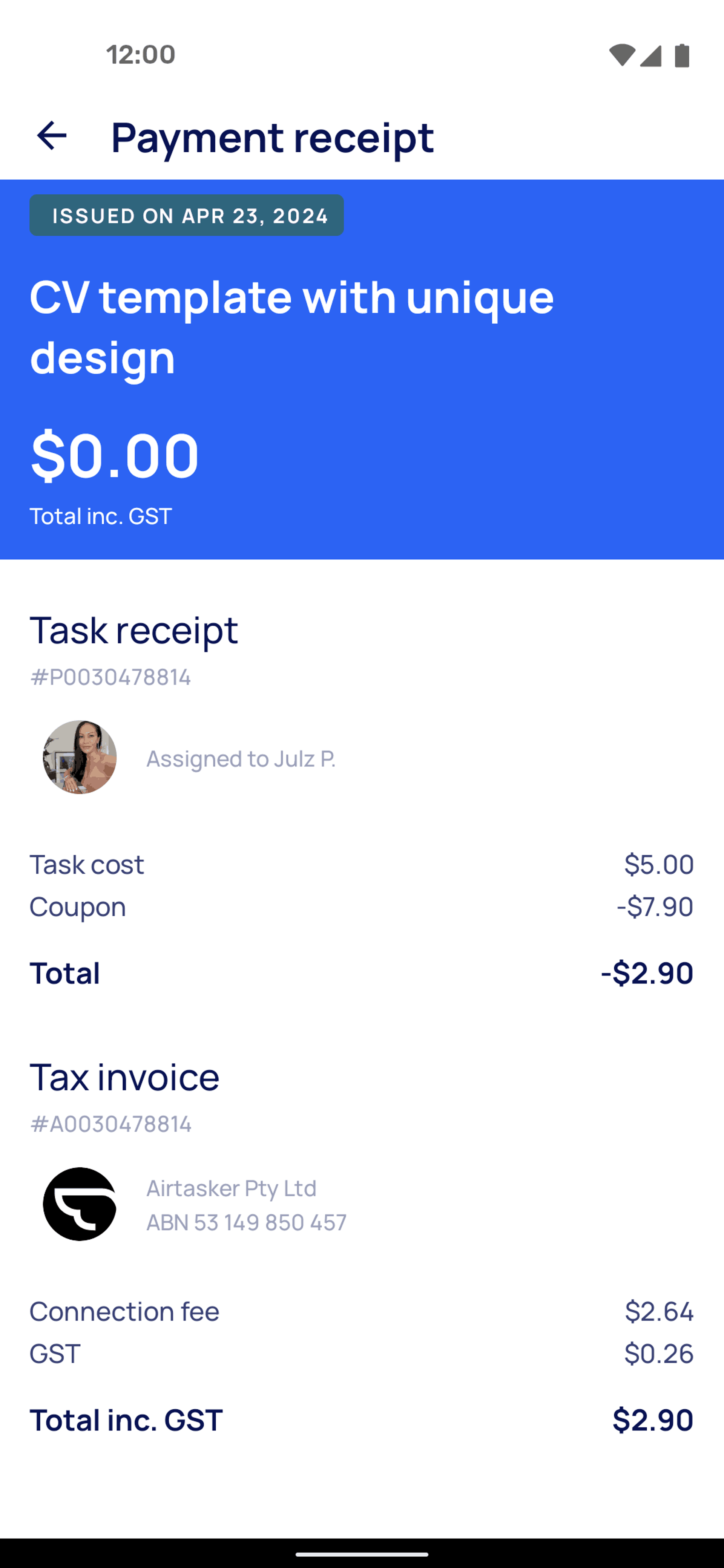 Airtasker Android Business interface screenshot 7