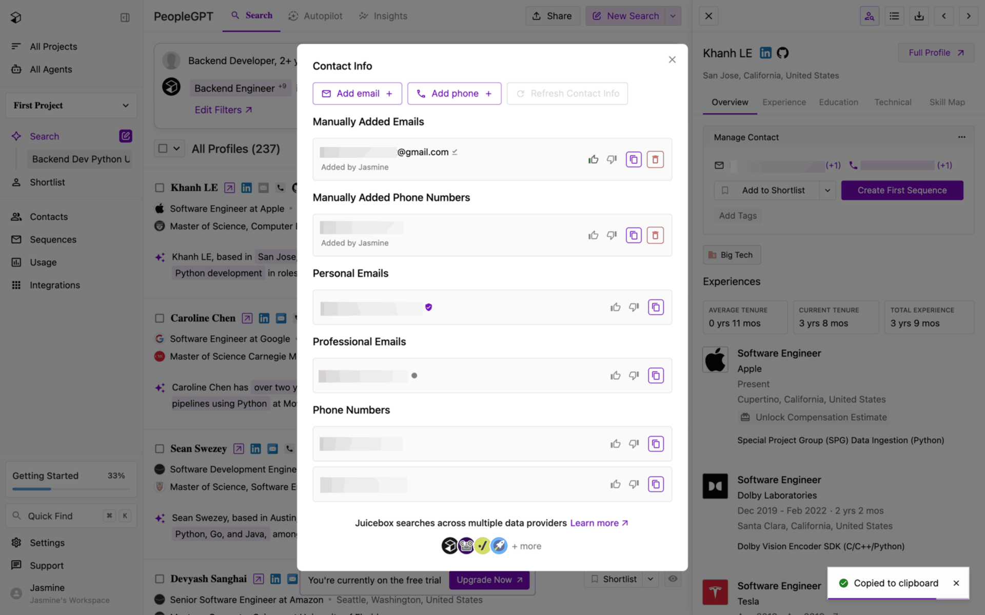 Juicebox Web Jobs & Recruitment interface screenshot 24