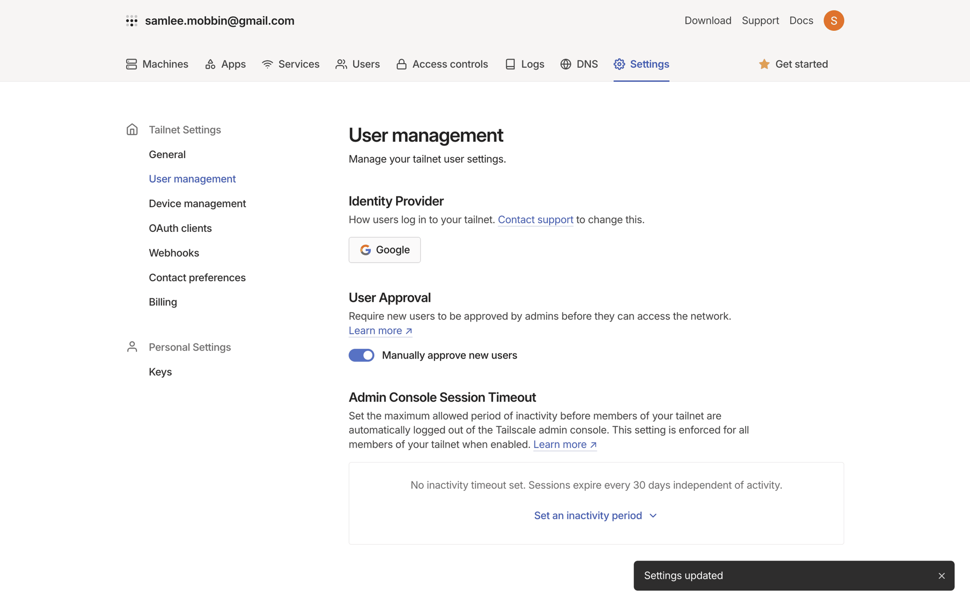 Tailscale Web Developer Tools interface screenshot 8