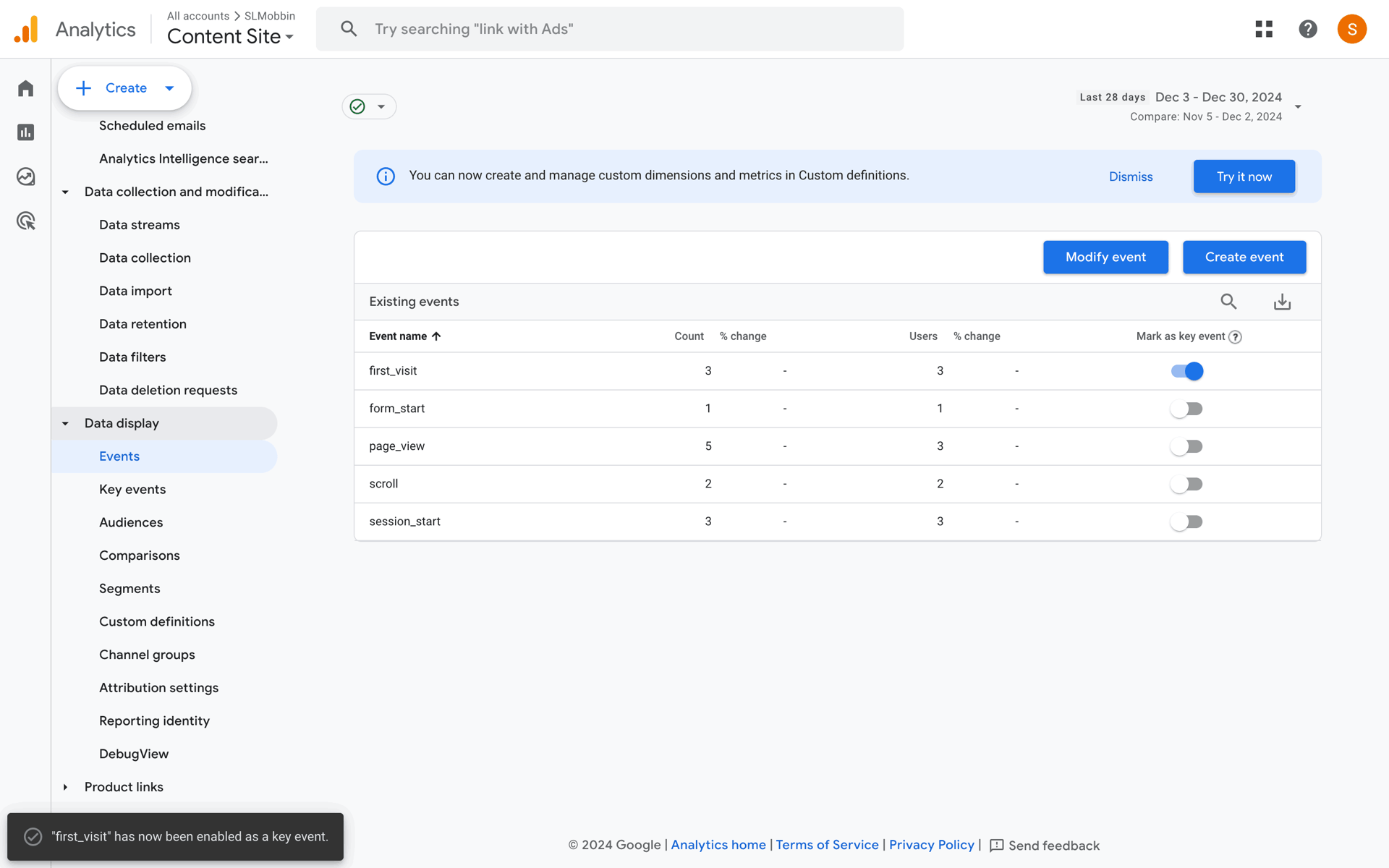 Google Analytics Web Business interface screenshot 22