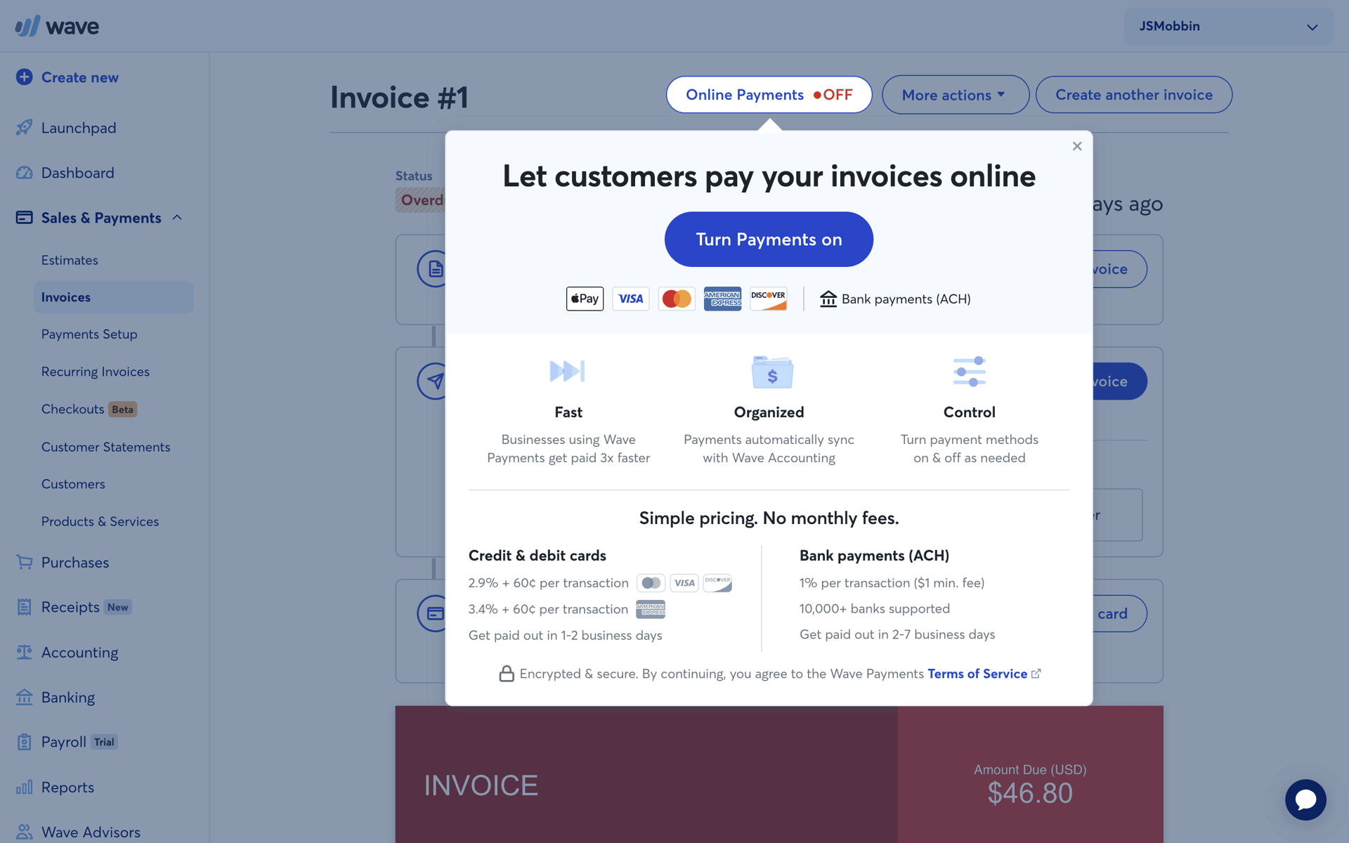 Wave Web Business interface screenshot 13