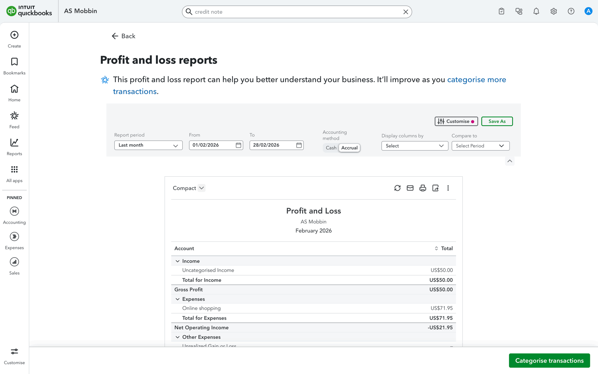 QuickBooks Web accounting interface screenshot 4