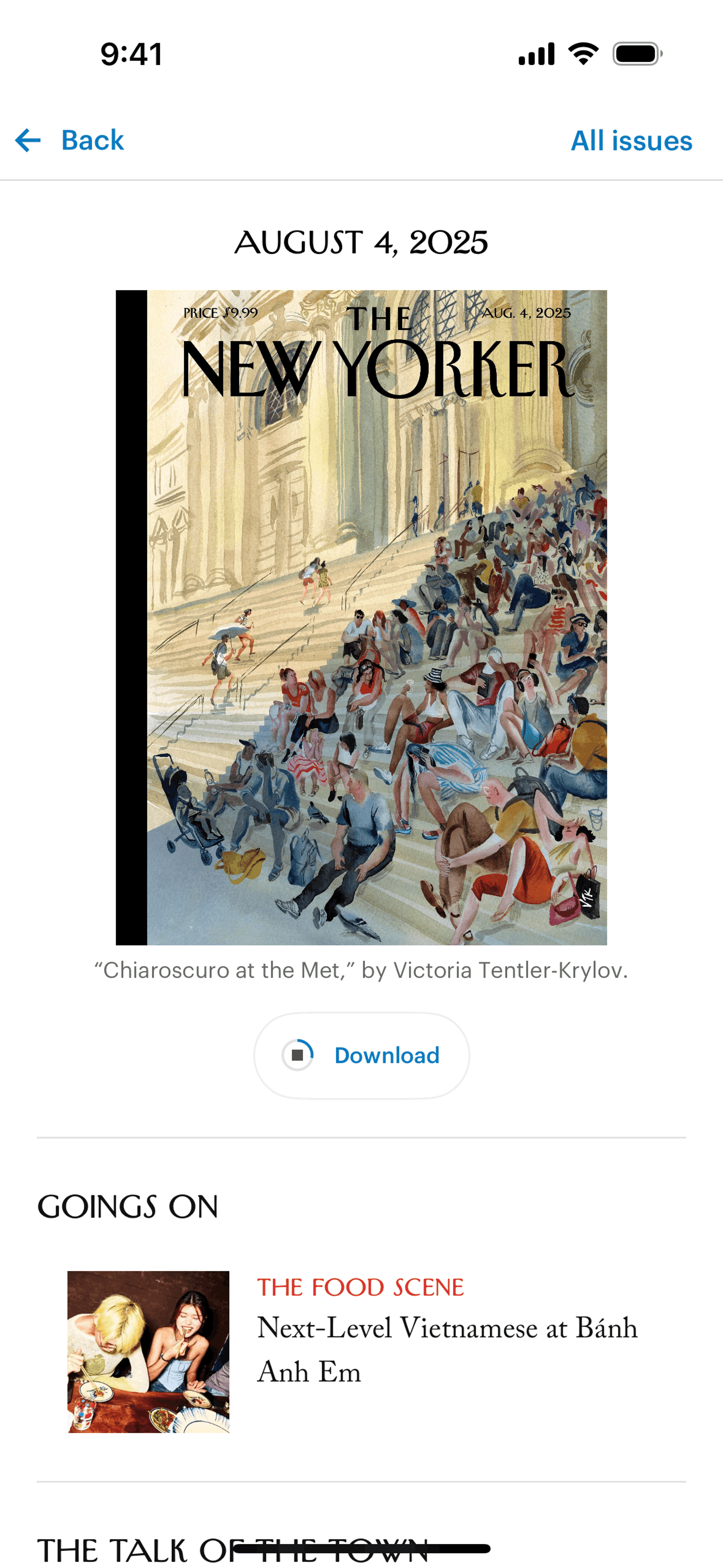 The New Yorker iOS News interface screenshot 8