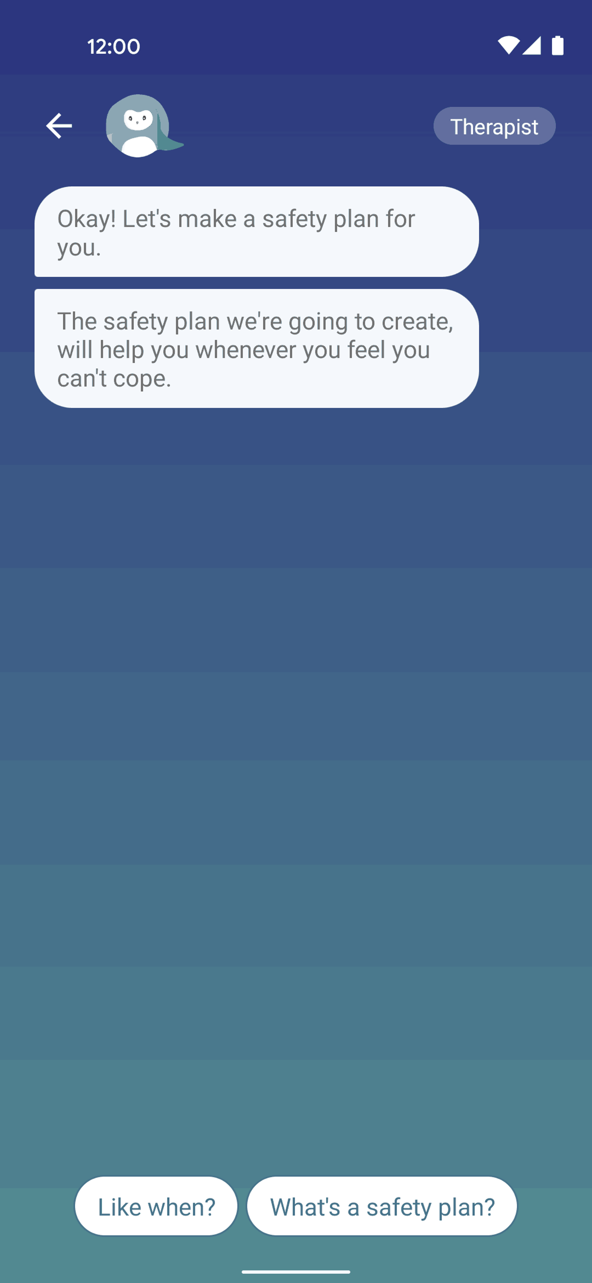 Wysa Android AI interface screenshot 19