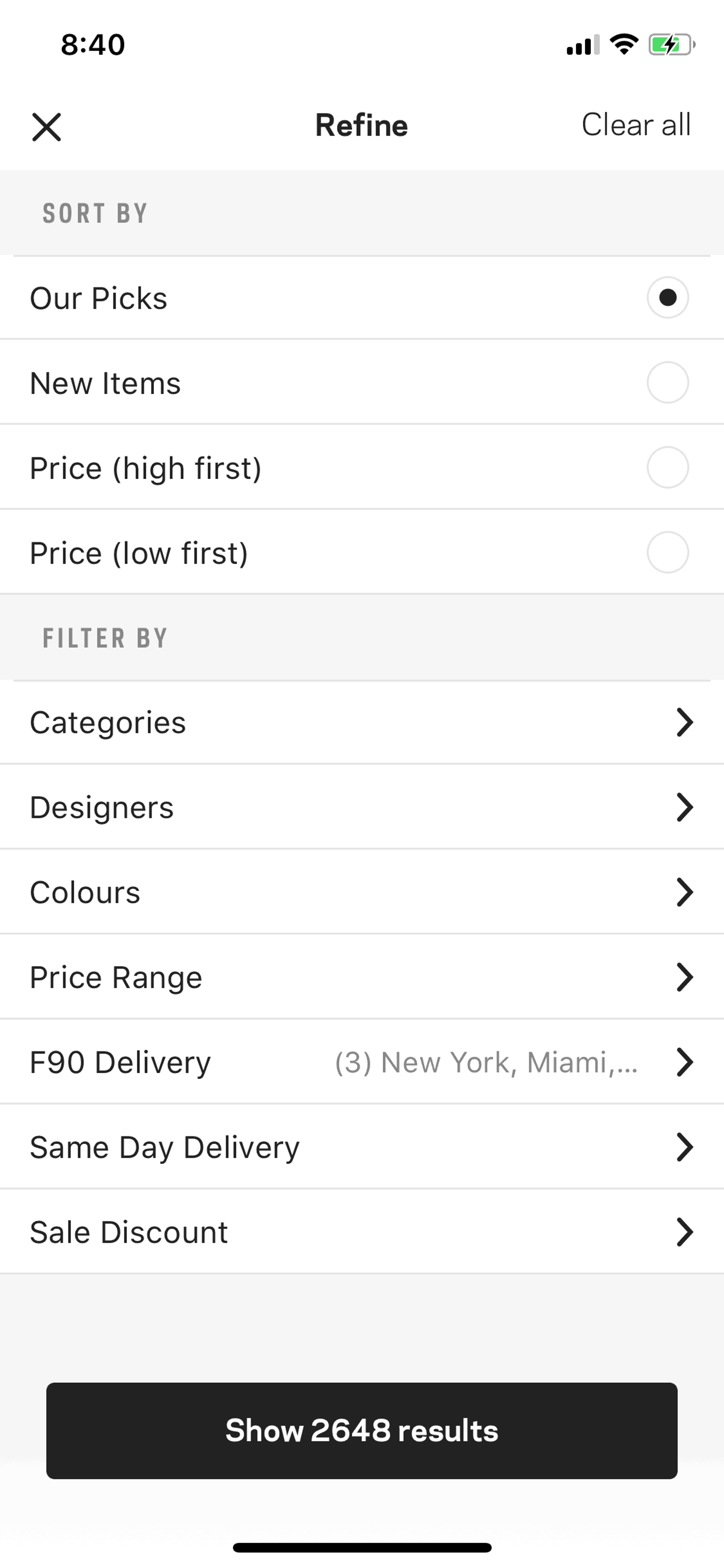 FARFETCH iOS Shopping interface screenshot 21