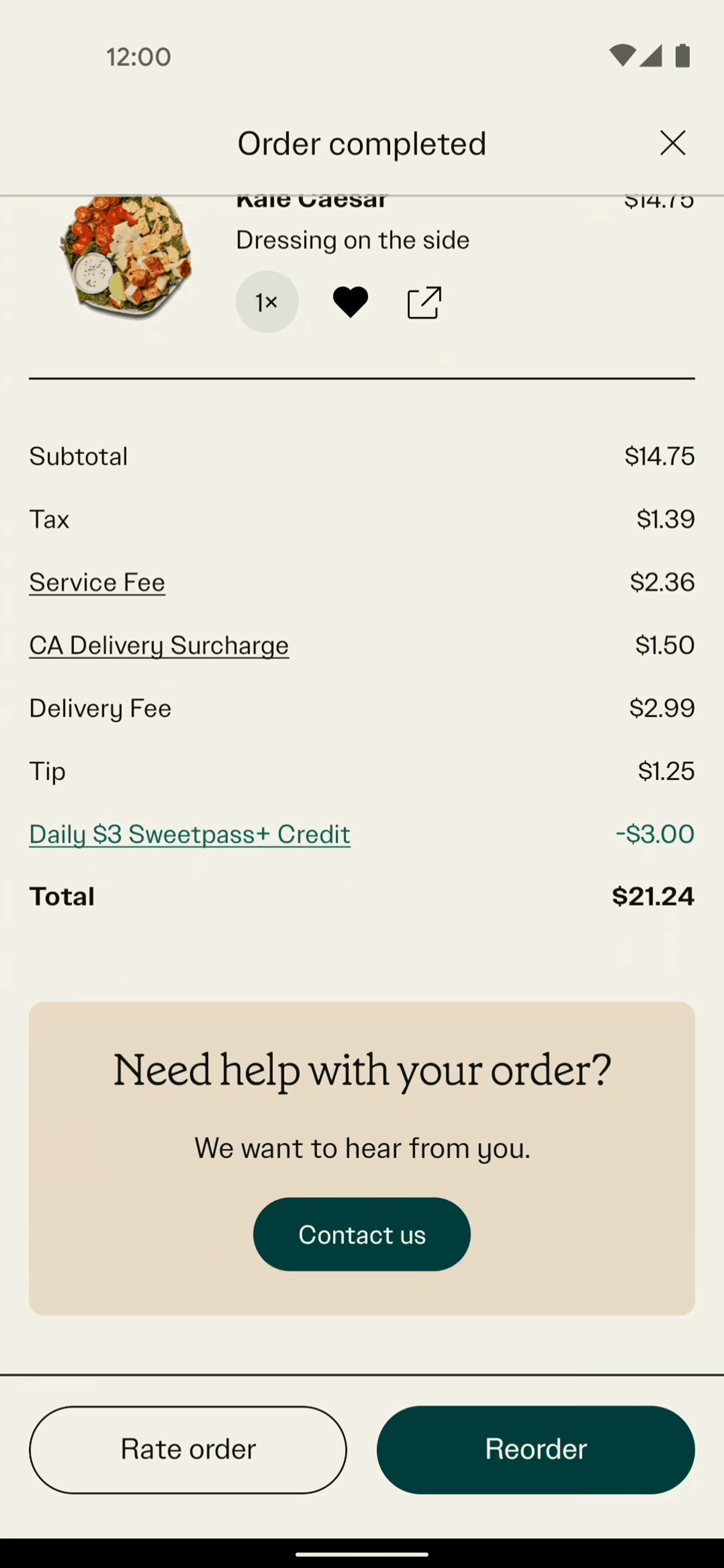 sweetgreen Android Food & Drink interface screenshot 3