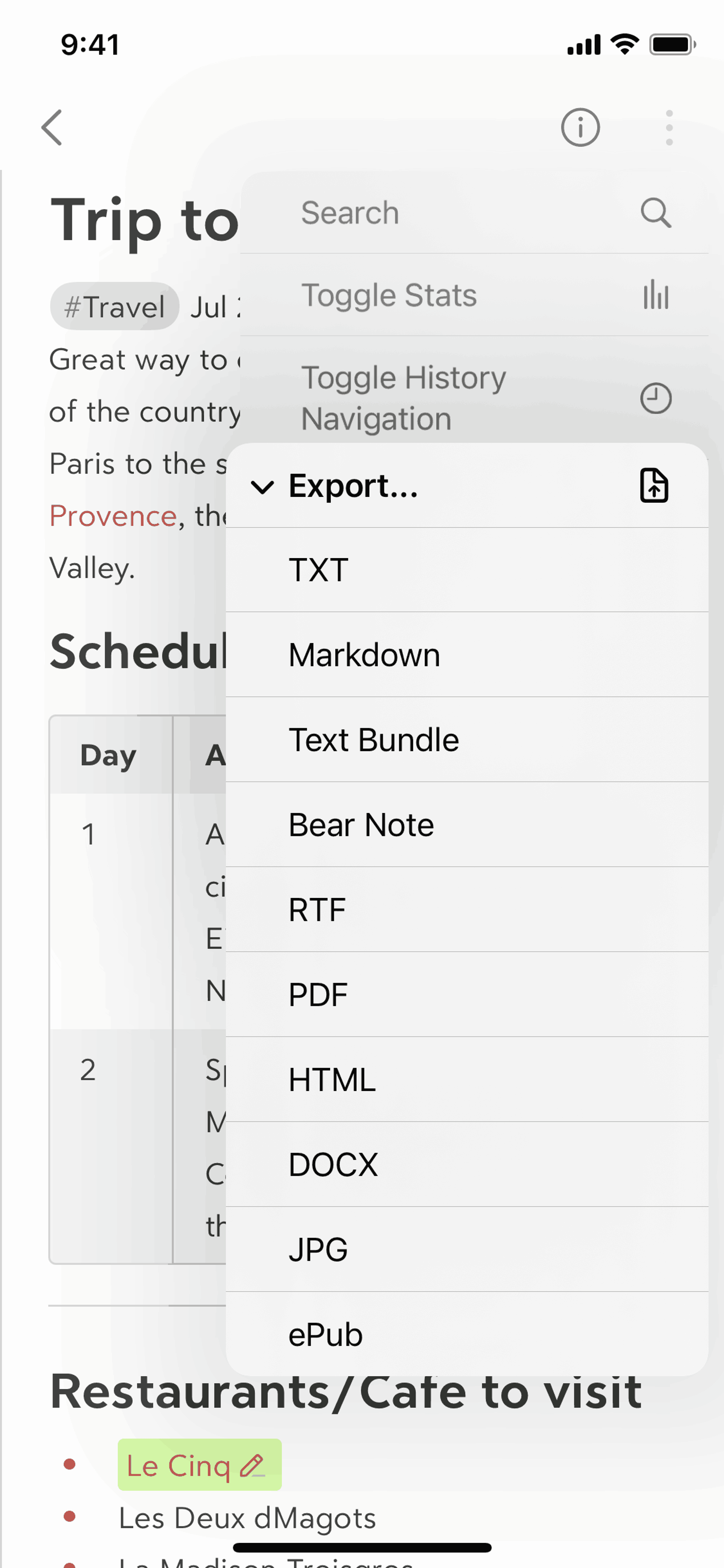 Bear iOS Productivity interface screenshot 18