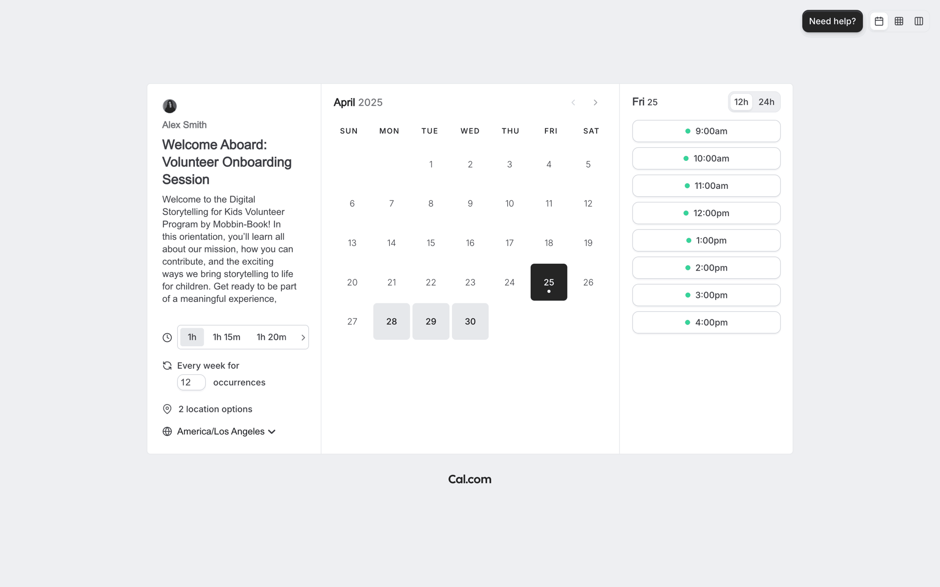 Cal.com Web AI interface screenshot 2