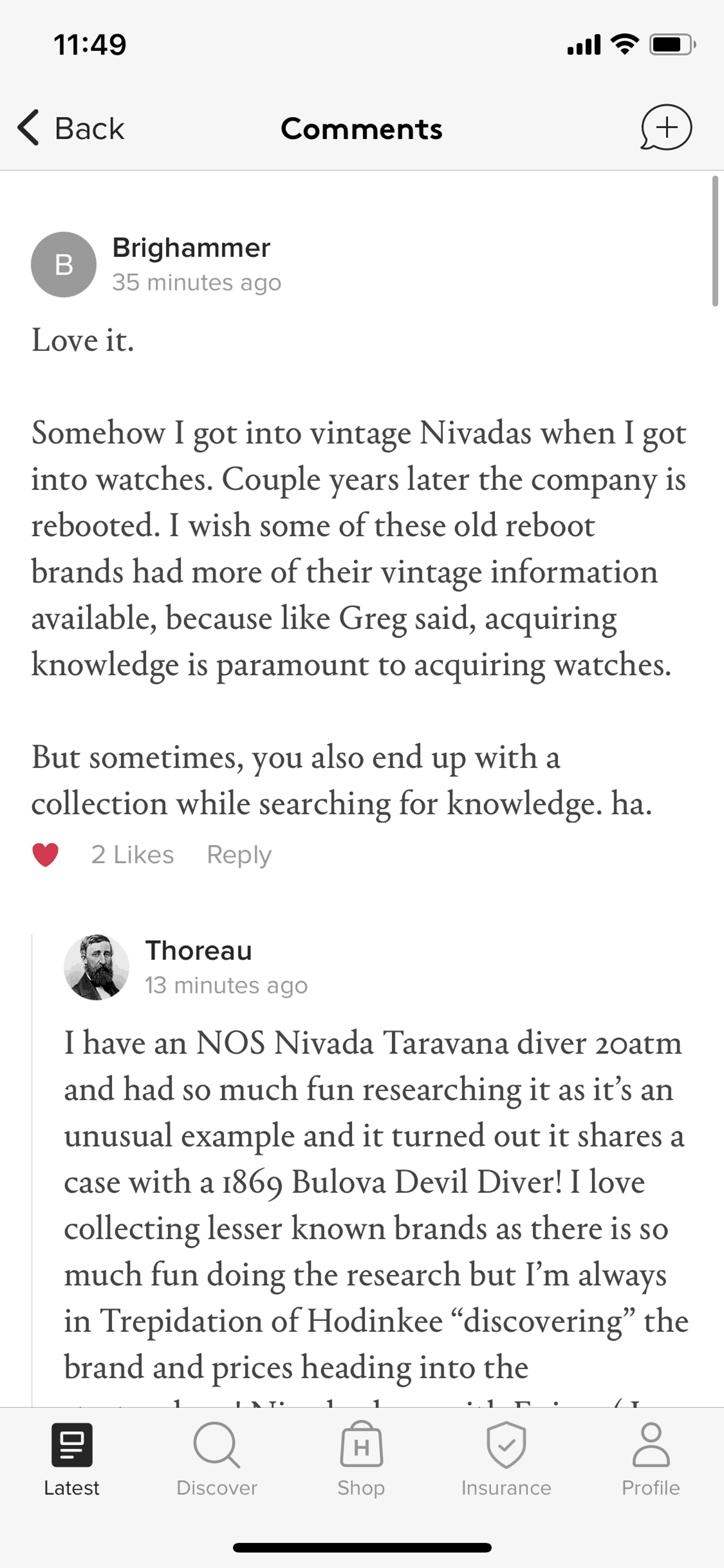 HODINKEE iOS Lifestyle interface screenshot 10