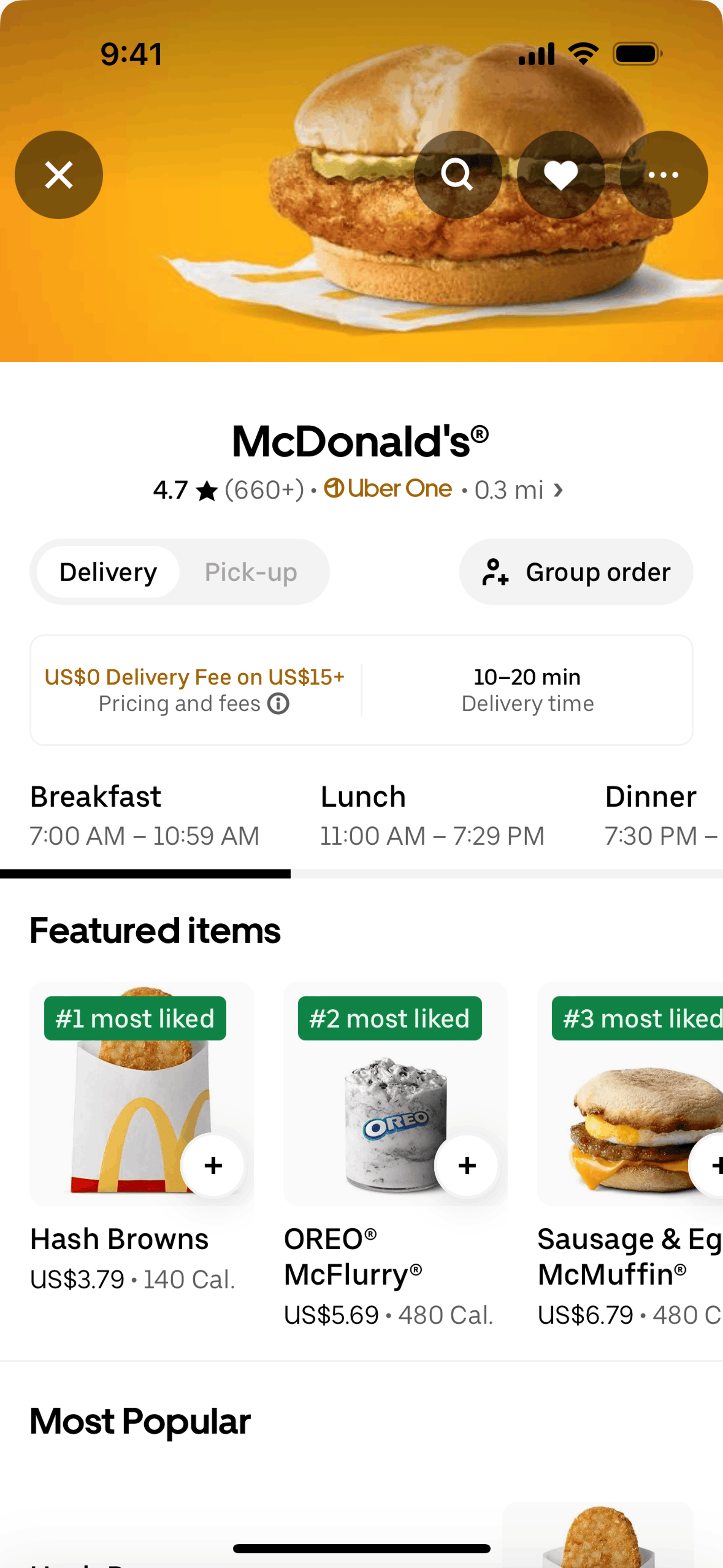 Uber Eats iOS Food & Drink interface screenshot 12