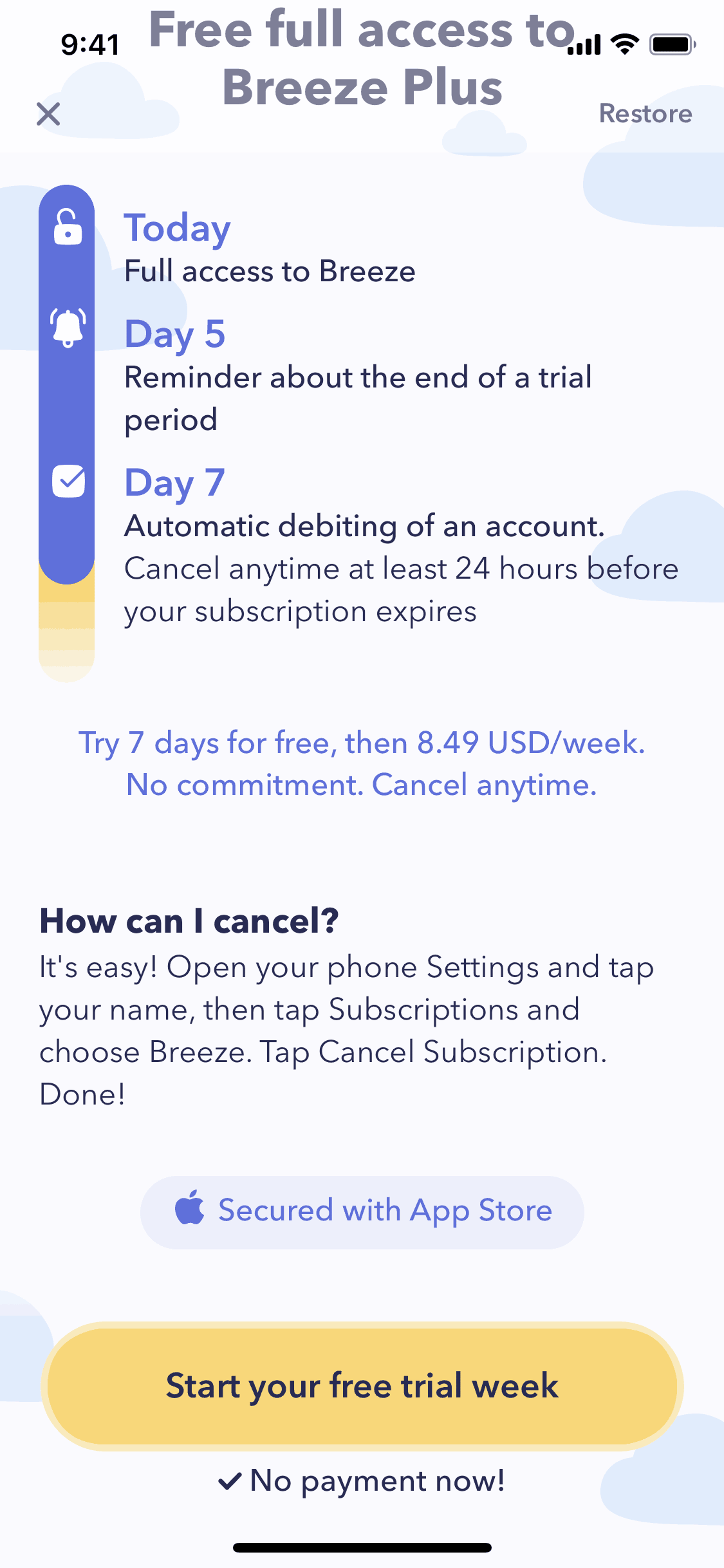 Breeze iOS Health & Fitness interface screenshot 6