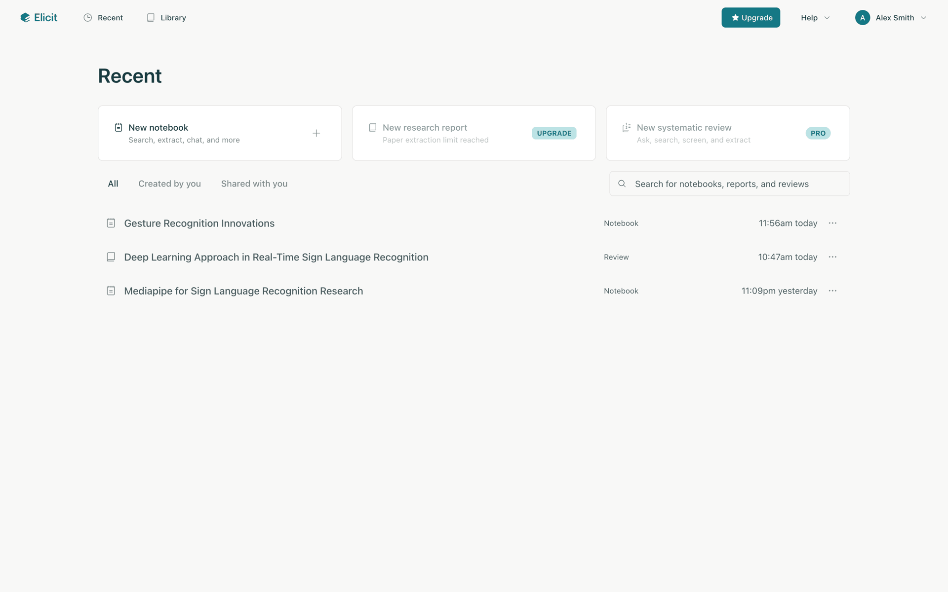 Elicit Web AI interface screenshot 8