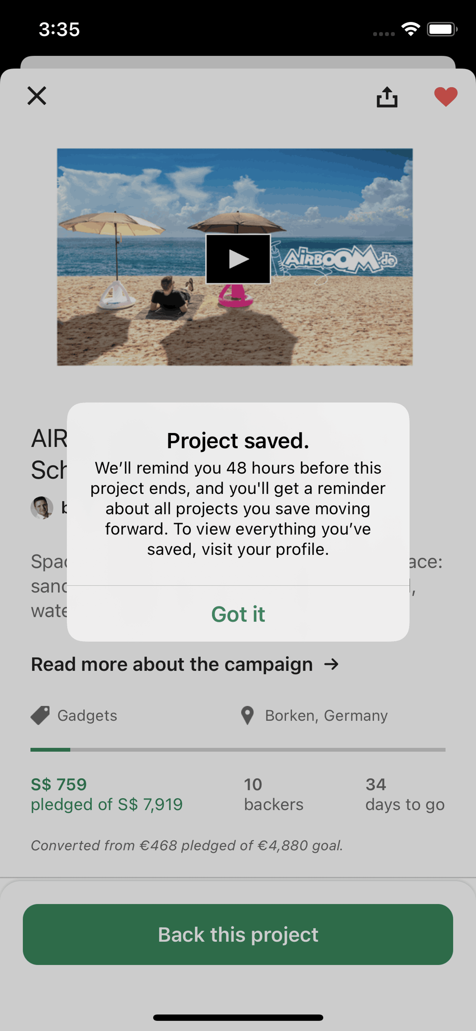 Kickstarter iOS Social Networking interface screenshot 18