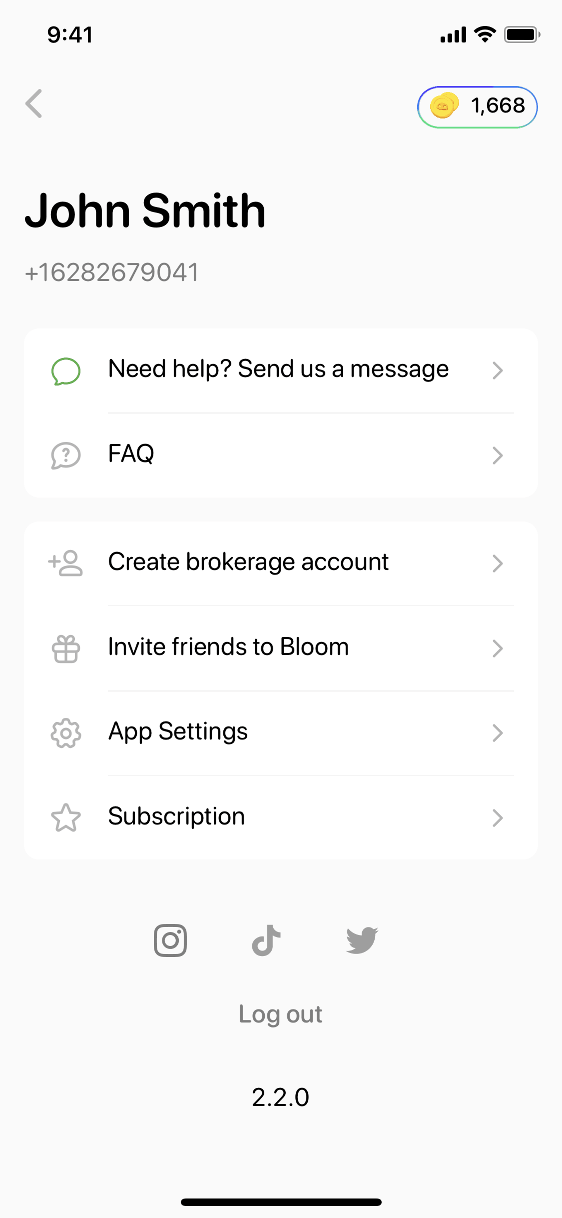 Bloom iOS Finance interface screenshot 21
