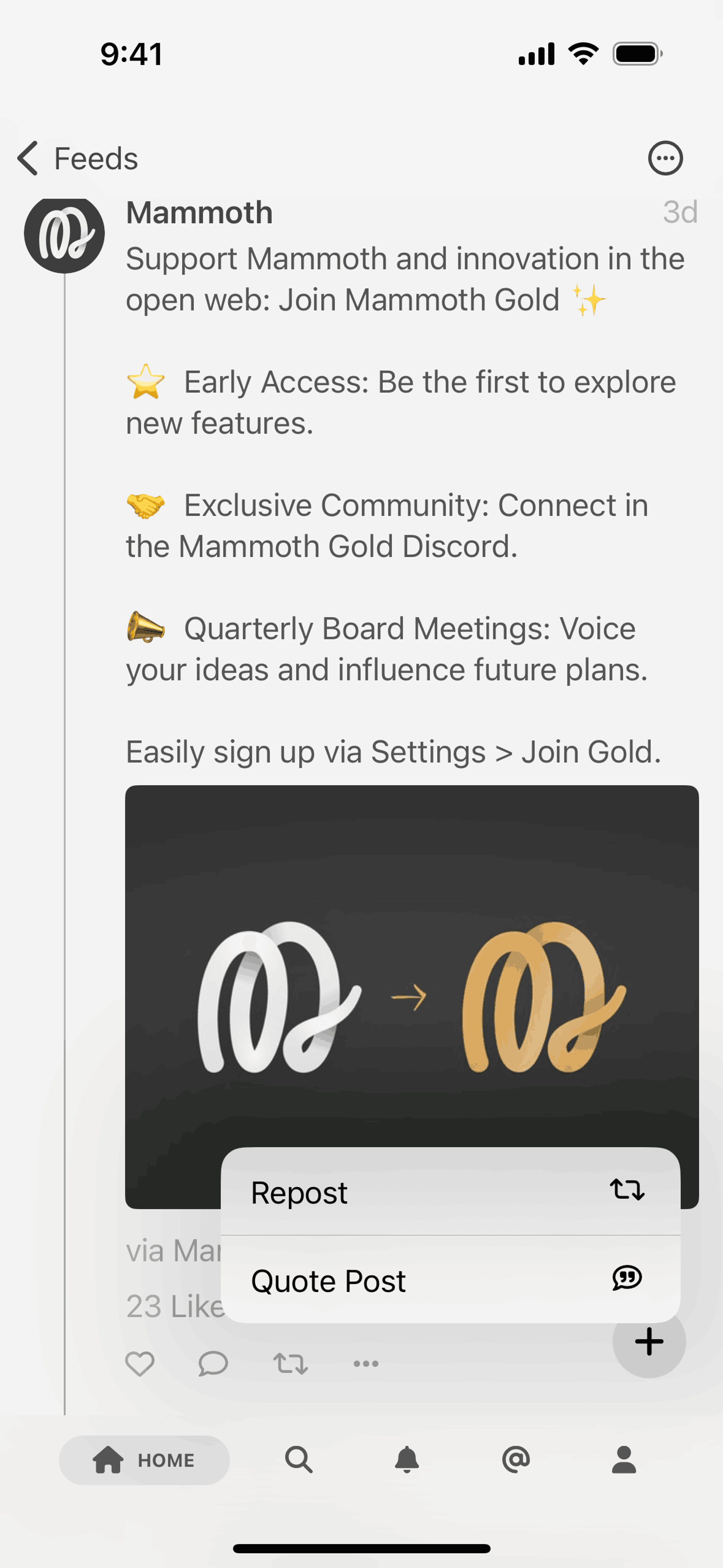 Mammoth iOS Social Networking interface screenshot 20