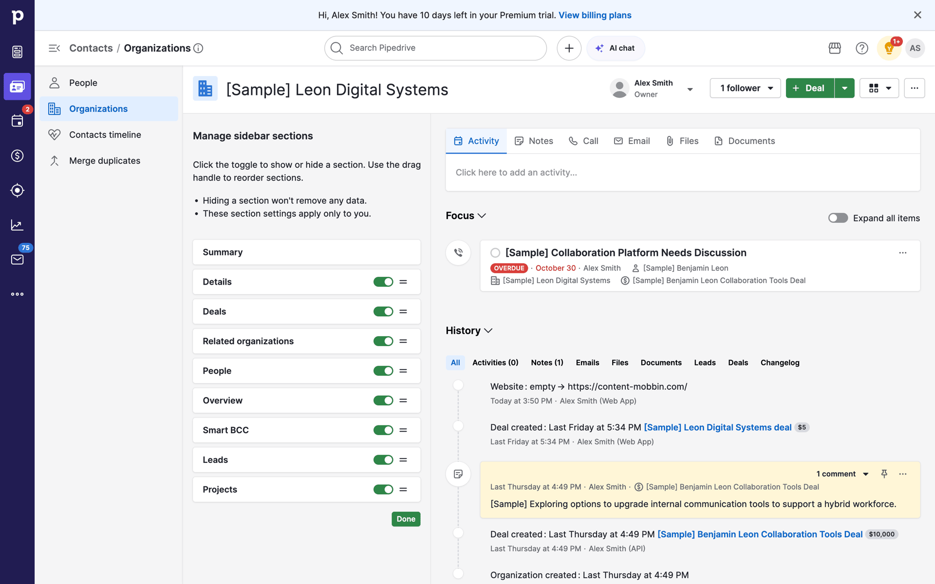 Pipedrive Web CRM interface screenshot 12