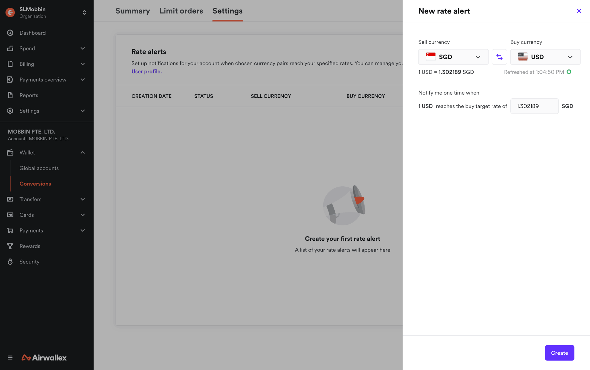 Airwallex Web Finance interface screenshot 8