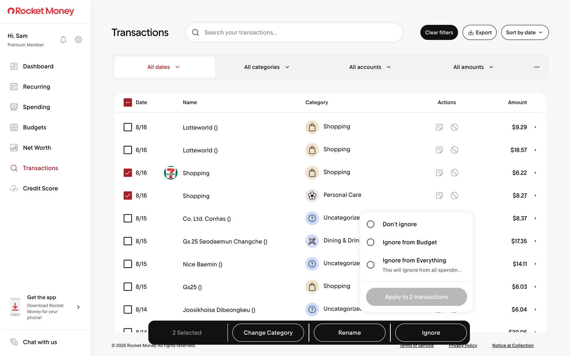 Rocket Money Web Finance interface screenshot 18