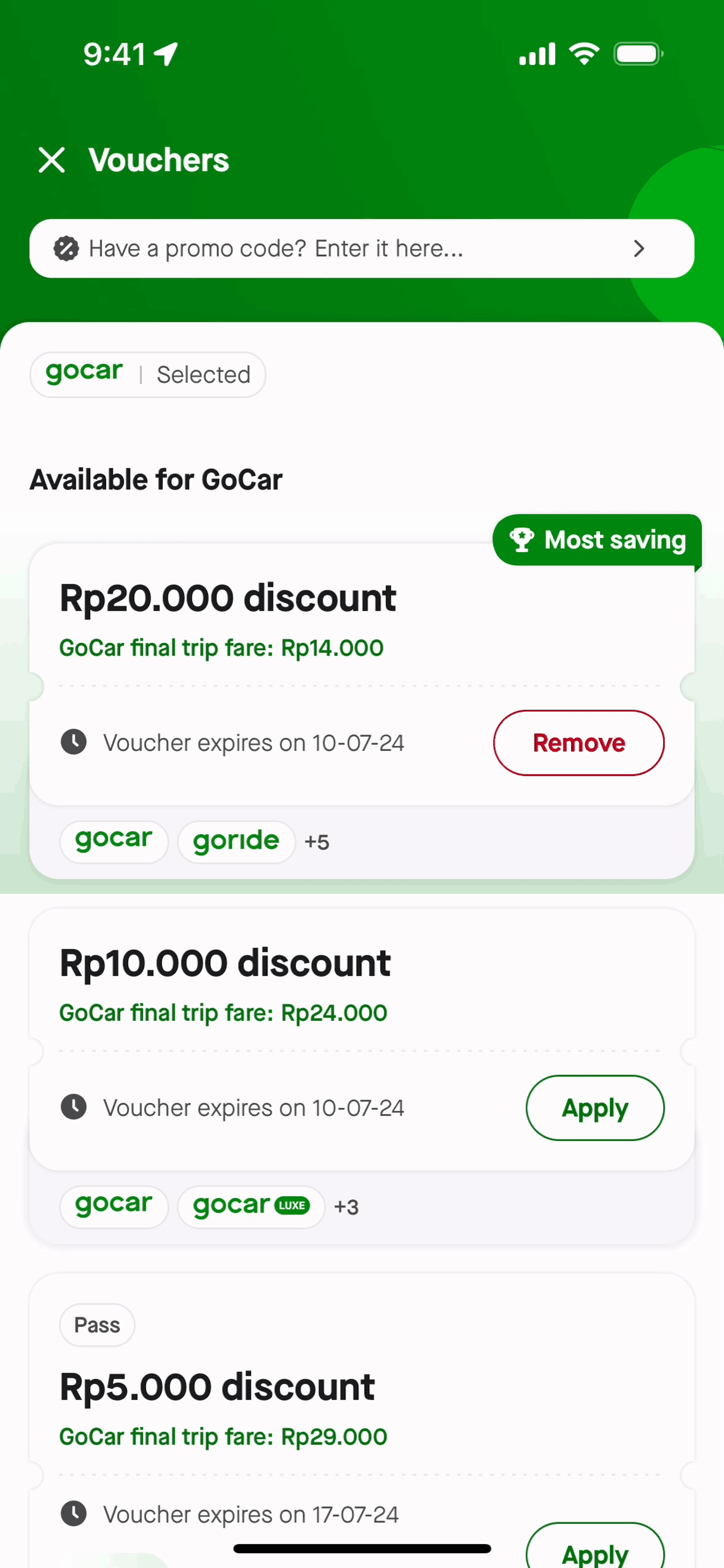 Gojek iOS Travel & Transportation interface screenshot 13