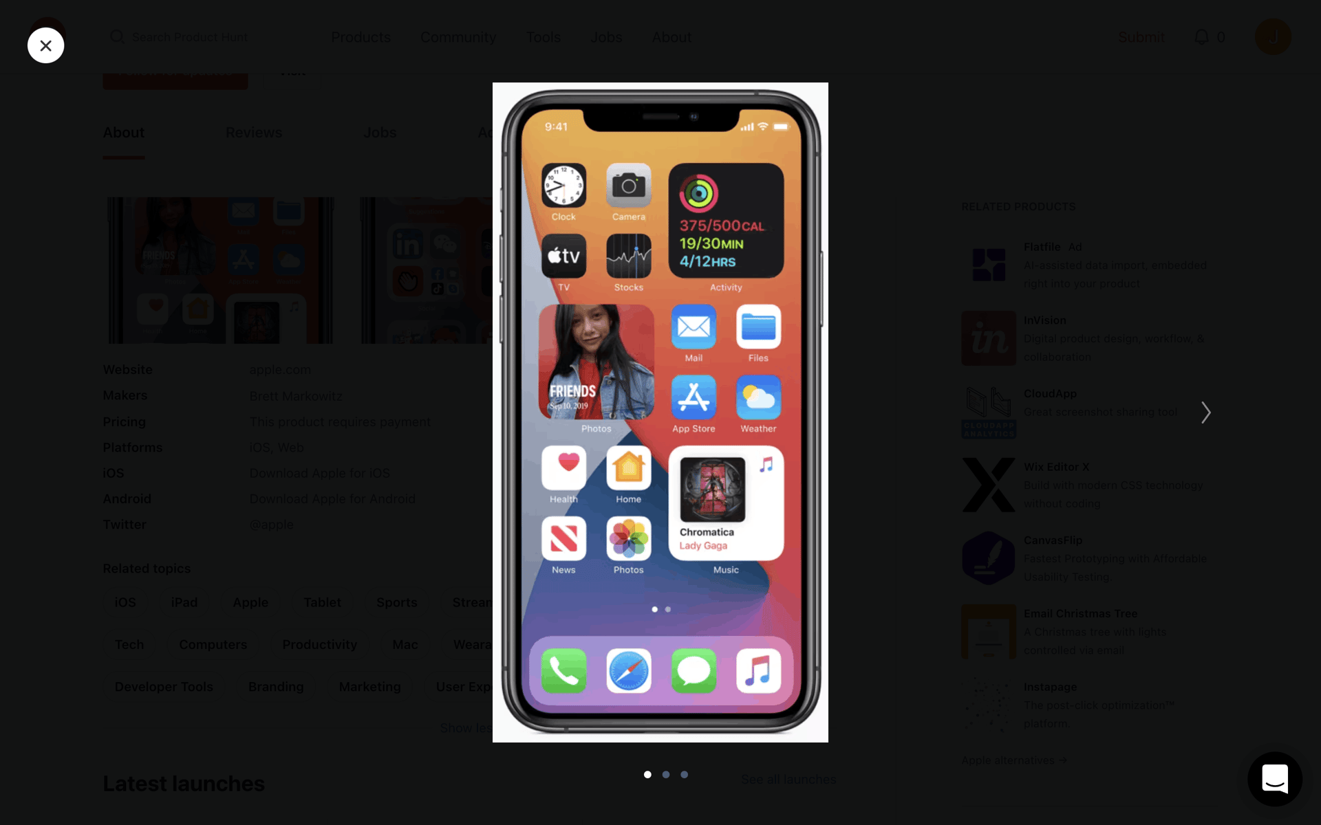Product Hunt Web Business interface screenshot 14