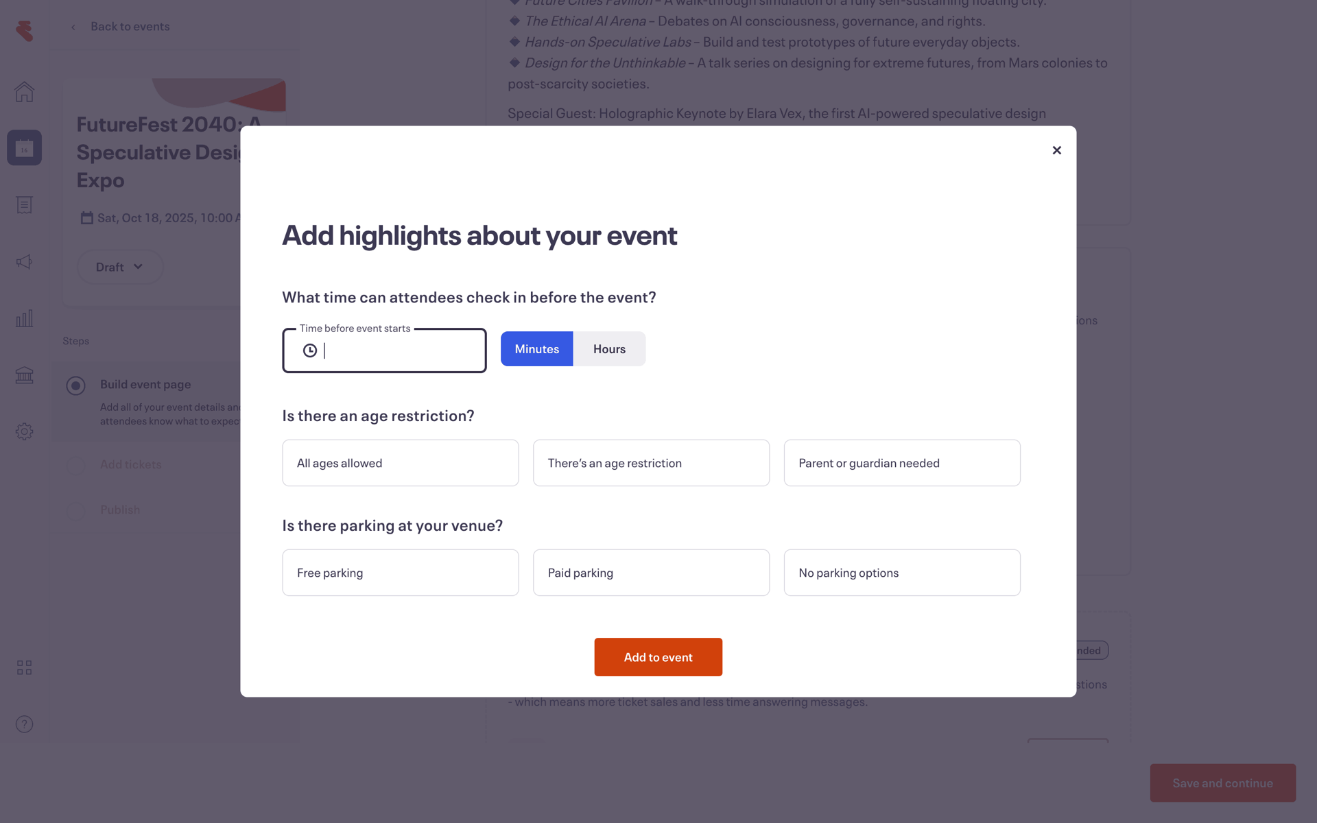 Eventbrite Web Entertainment interface screenshot 15