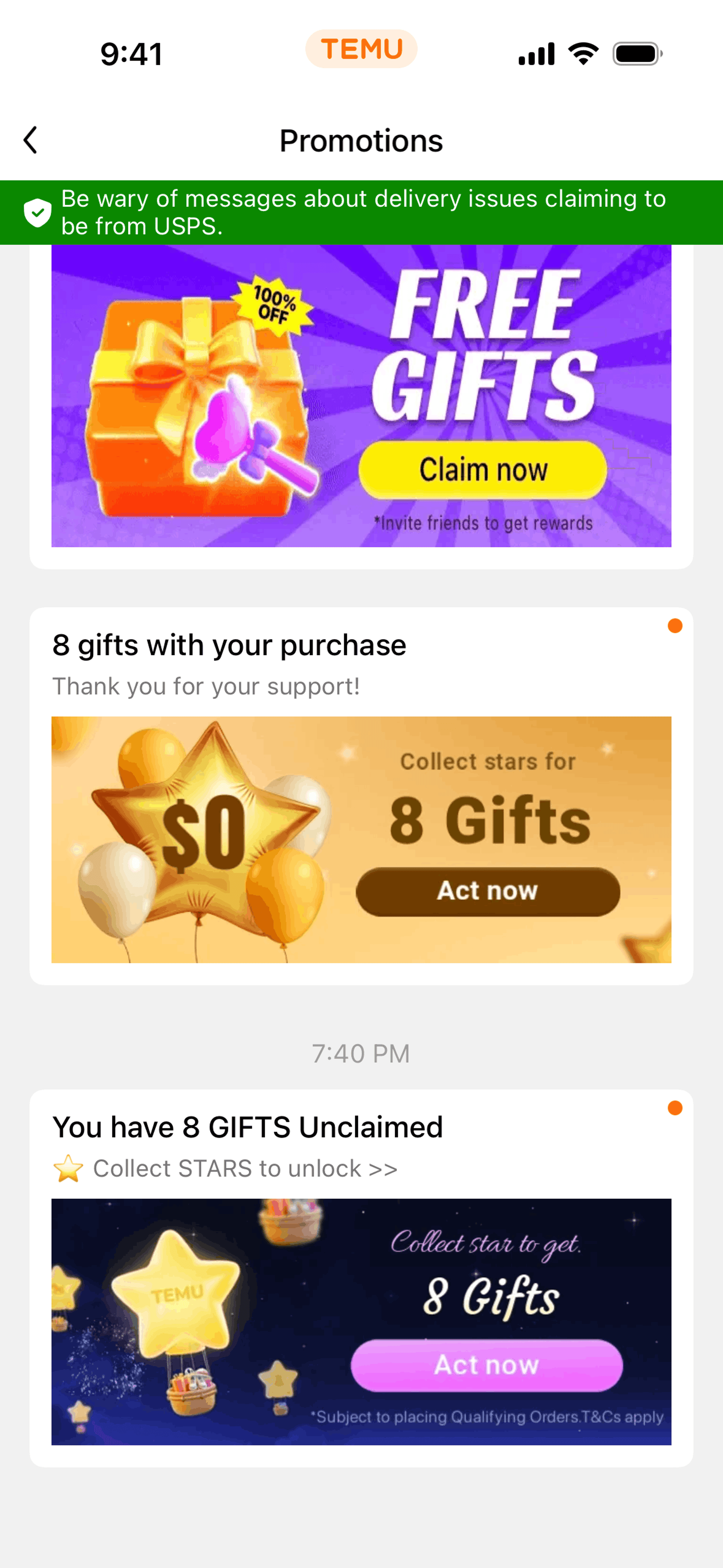 Temu iOS Shopping interface screenshot 14