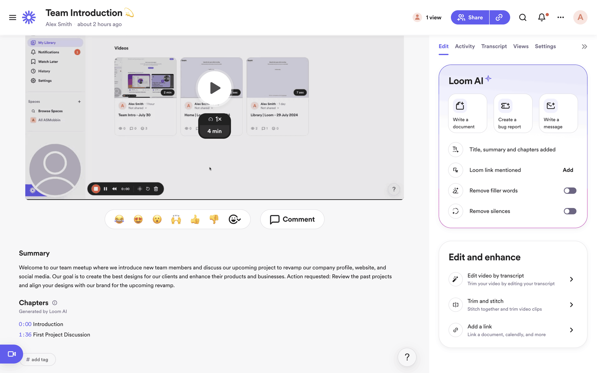 Loom Web Photo & Video interface screenshot 9
